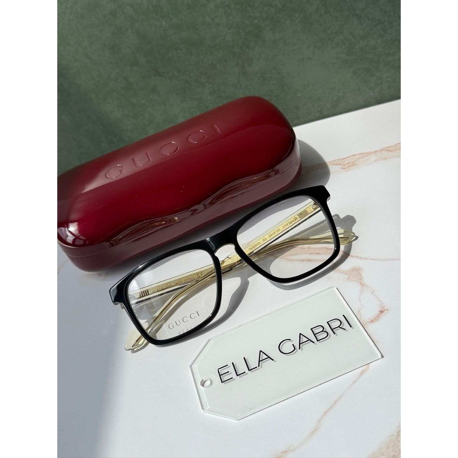 Gucci NEW Gucci GG0561ON Black Gold Logo Unisex Eyeglasses Frames Size ONE SIZE - 4 Thumbnail