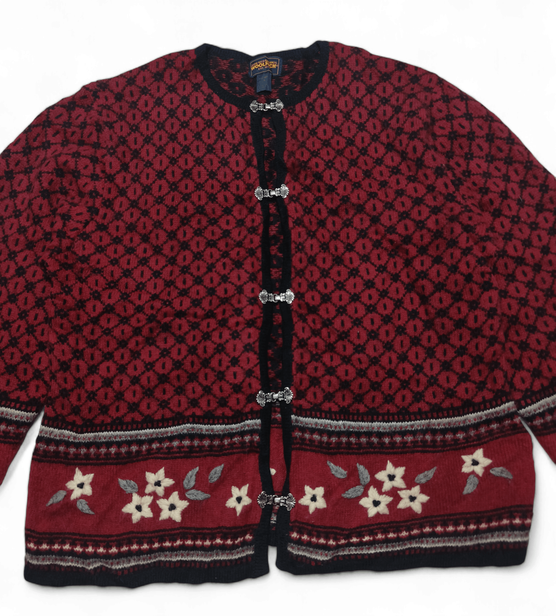 Woolrich Woolen Mills Vintage WOOLRICH Women's Floral Motifs Knit Wool Sweater Size XL / US 12-14 / IT 48-50 - 6 Thumbnail