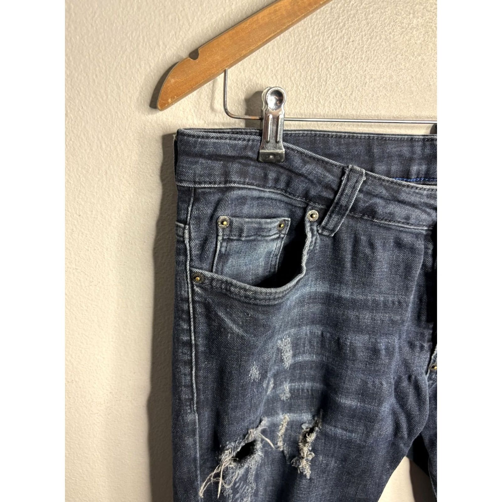 Dsquared2 DSQUARED2 Jeans Mens 50 Slim Blue Black Mr Jeans Mod 1986 Distressed Italy Size US 34 / EU 50 - 4 Thumbnail