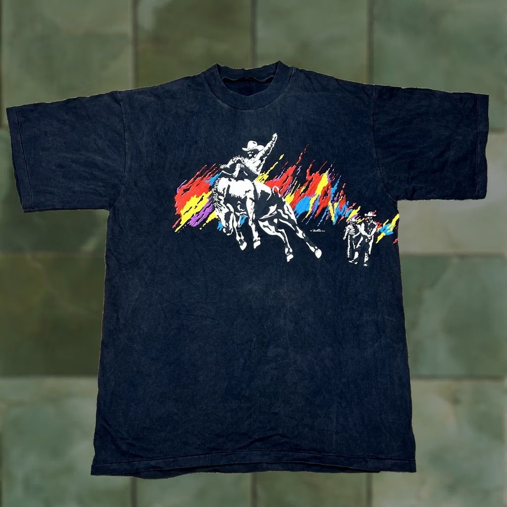 Vintage VINTAGE Cowboys Puff Print T-Shirt 1993 Single Stitch Graphic Large Black Unisex Adults Mens Womens Size US L / EU 52-54 / 3 - 1 Thumbnail