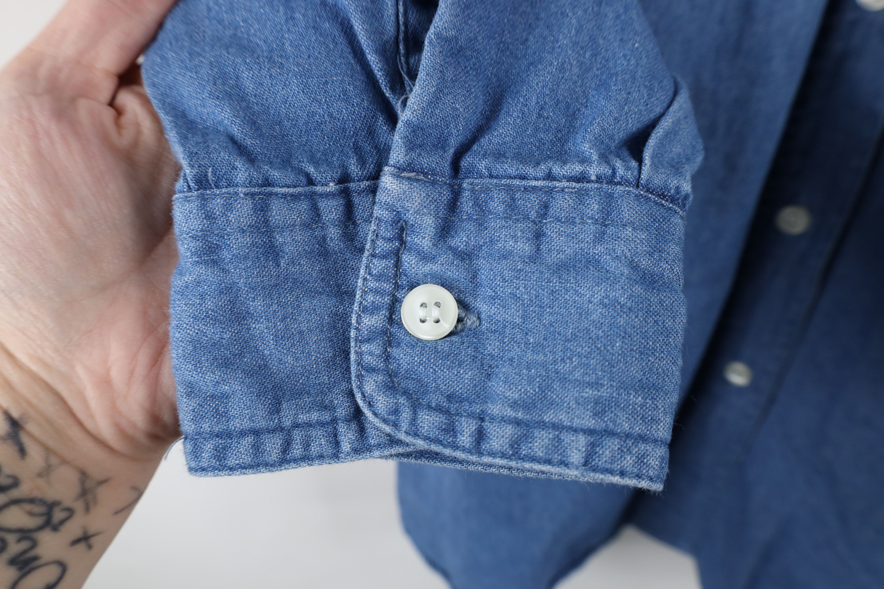 Vintage Vintage 90s Streetwear Collared Denim Jean Button Shirt Blue Size US XL / EU 56 / 4 - 4 Thumbnail