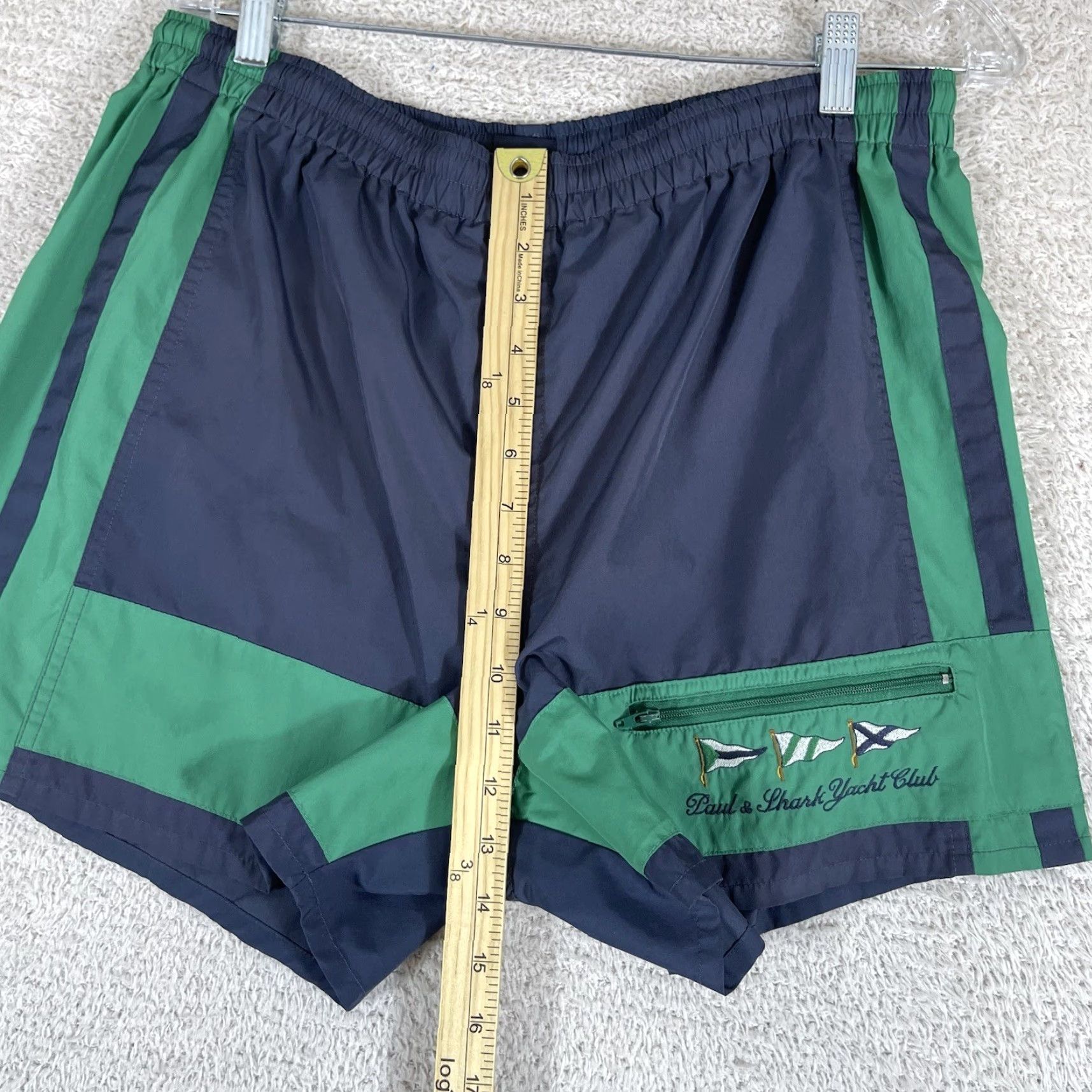 Paul & Shark VINTAGE Paul & Shark Yacht Club Swim Trunks Mens XL Blue Green Italy 4" Inseam Preppy Size US 36 / EU 52 - 6 Thumbnail