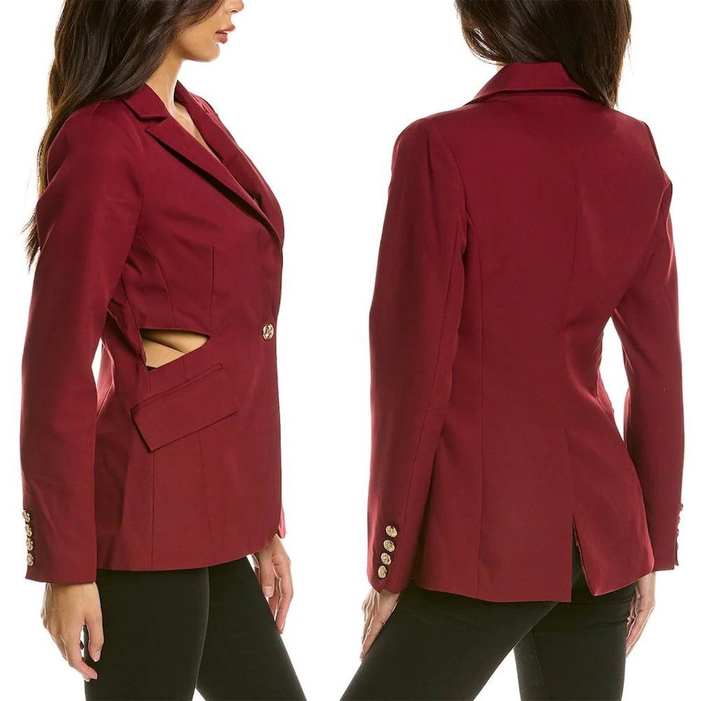 Other NWT New $288 Walter Baker Felicia Merlot Cut Out Blazer Siz Size S / US 4 / IT 40 - 2 Thumbnail