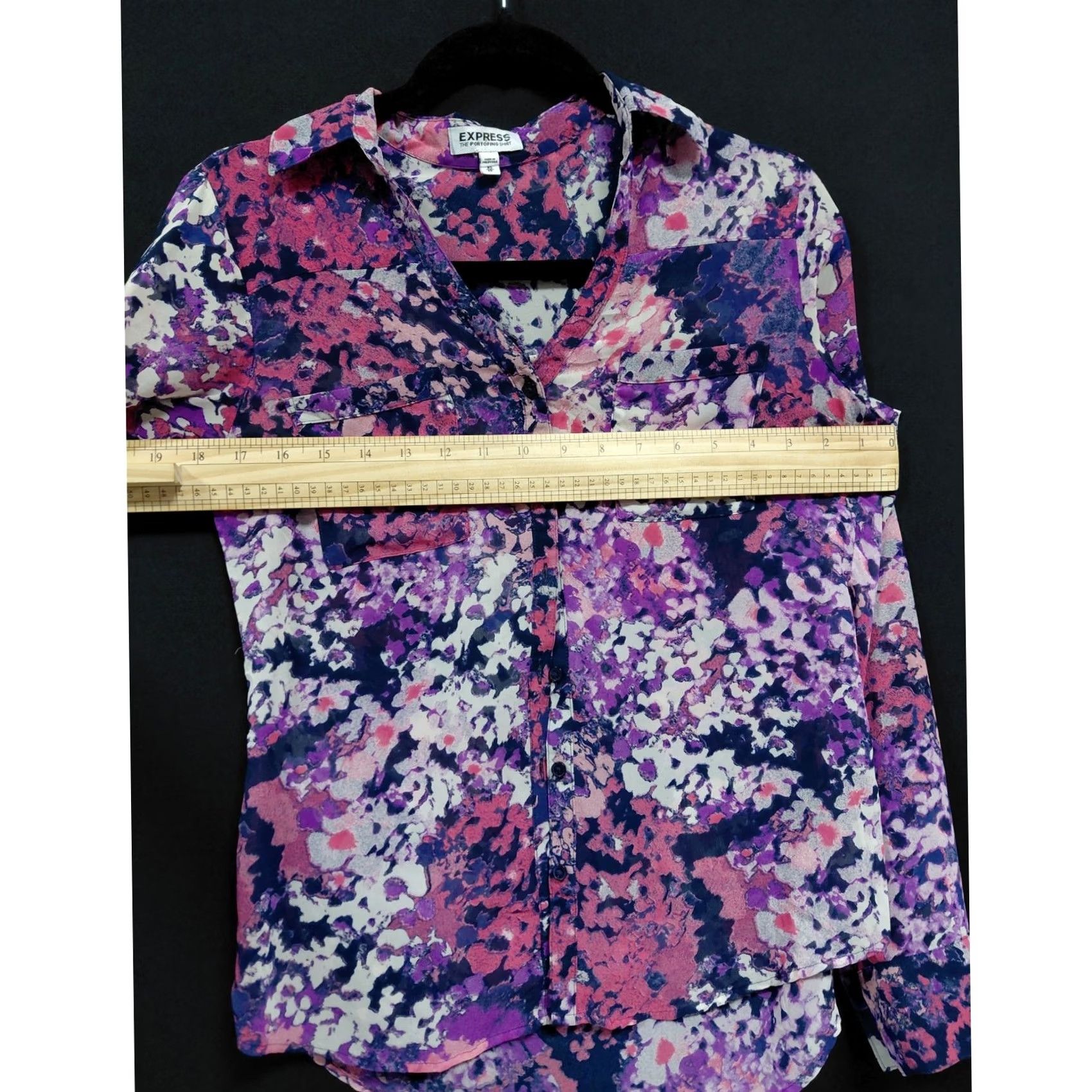 Express EXPRESS THE PORTOFINO SHIRT Womens XS Pink Floral Button Top Long Sleeve Collared Size Size XS / US 0-2 / IT 36-38 - 4 Thumbnail
