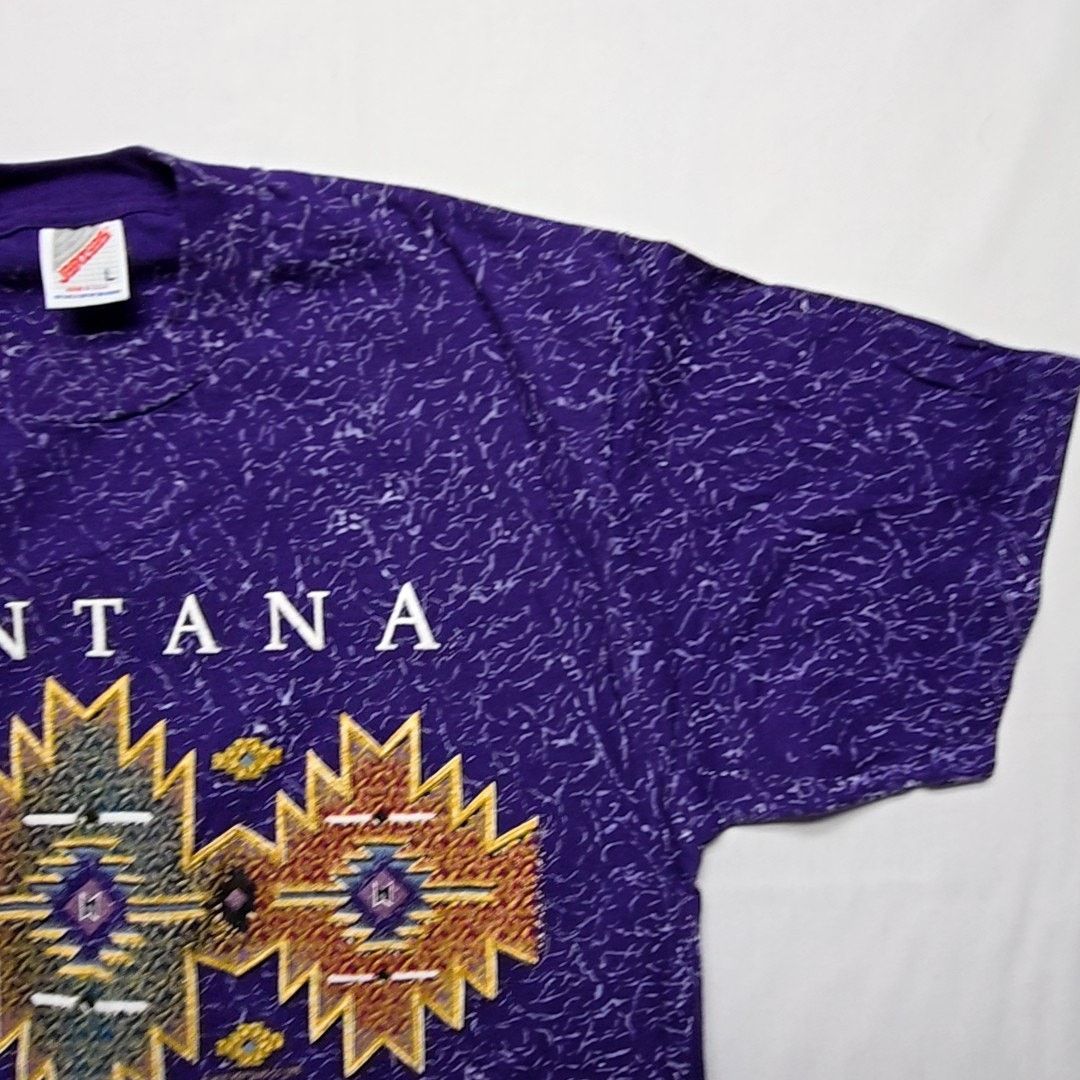 Jerzees Vintage Montana Tee Purple Southwestern Large AOP L Tee 90s Size US L / EU 52-54 / 3 - 5 Thumbnail