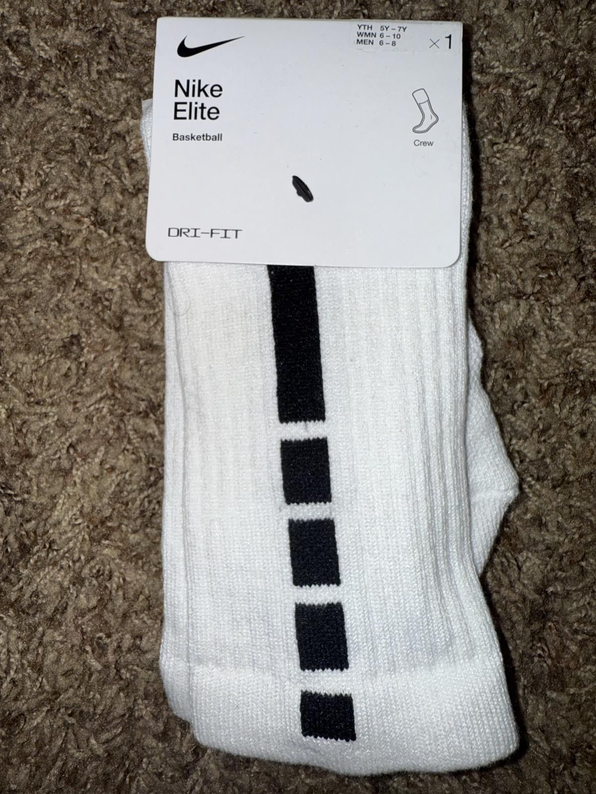 Nike Nike Elite Crew Basketball White Black Single Pair Sample Size ONE SIZE - 5 Thumbnail