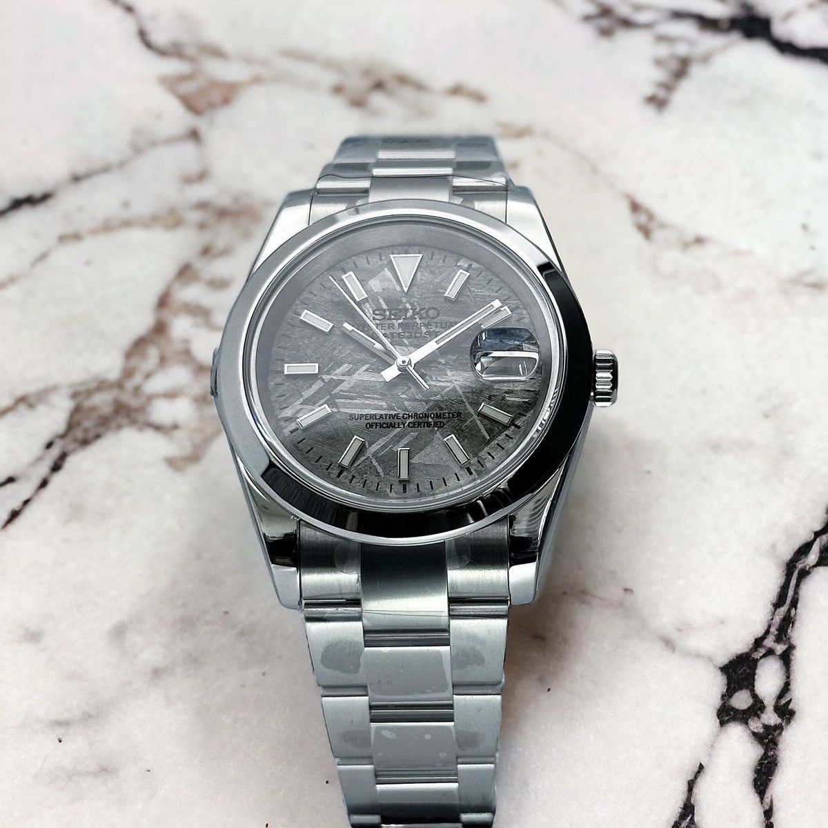 Seiko Seiko Mod Datejust Meteorite Dial 39mm Steel Automatic Watch ...