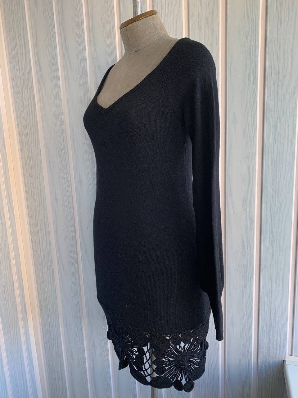 RED Valentino Red Valentino Black Wool & Cashmere Blend Knit A-Line Dress Size M / US 6-8 / IT 42-44 - 4 Thumbnail
