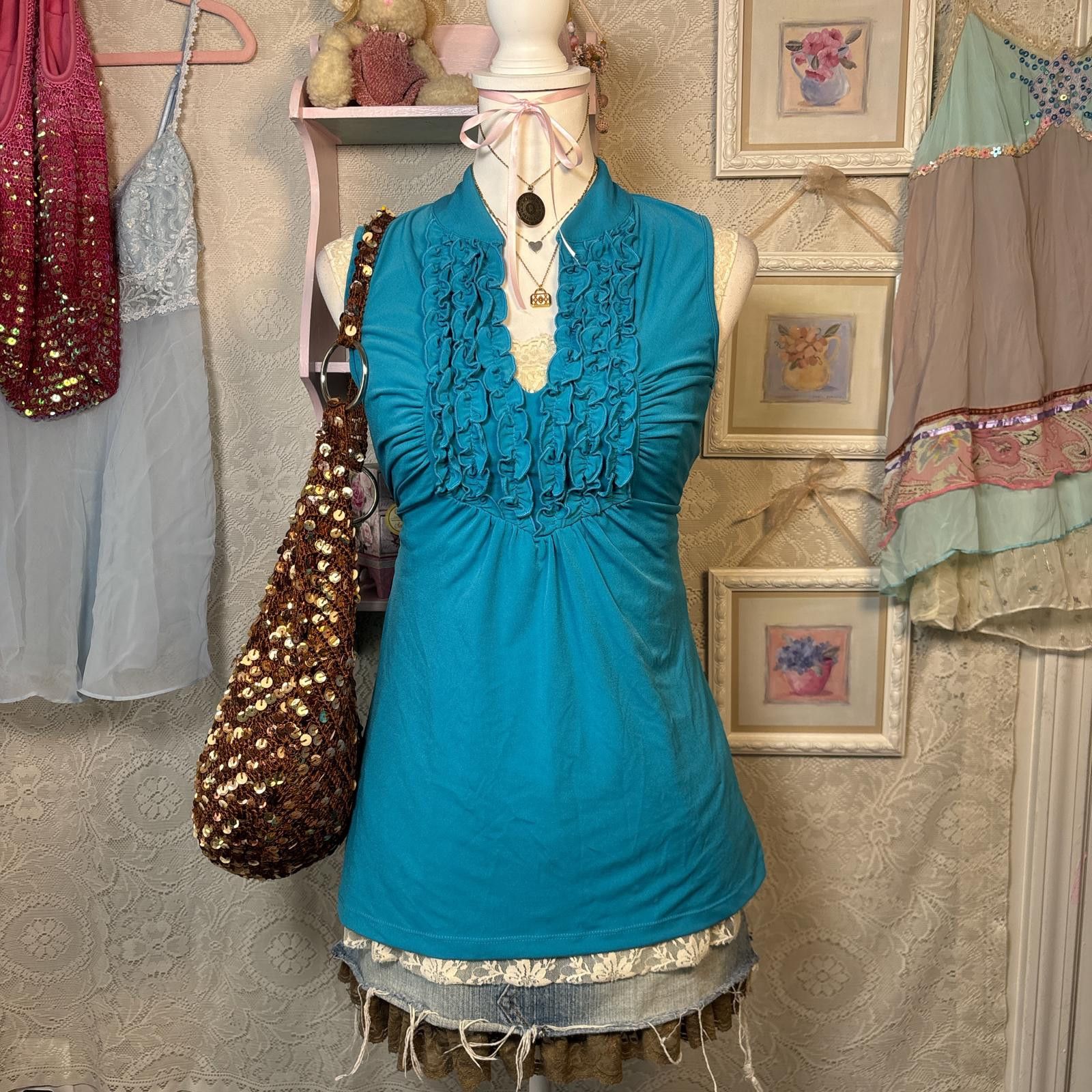 Other y2k office siren ruffle tie back blouse Size M / US 6-8 / IT 42-44 - 1 Thumbnail