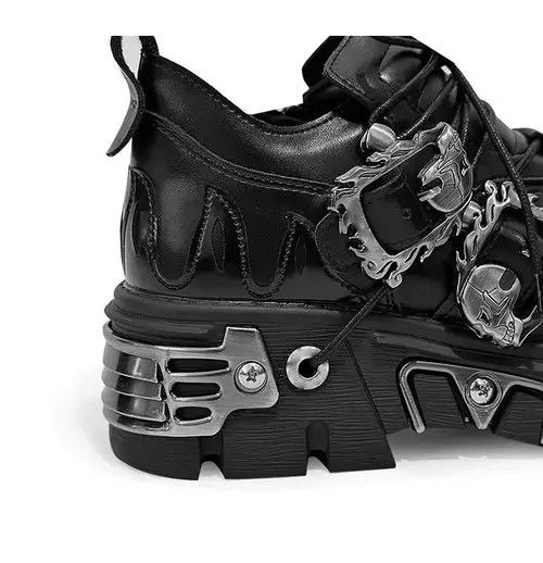 VIBE Gothic Punk Motorcycle Platform Metal Split Leather Boots Size US 10.5 / EU 43-44 - 3 Thumbnail