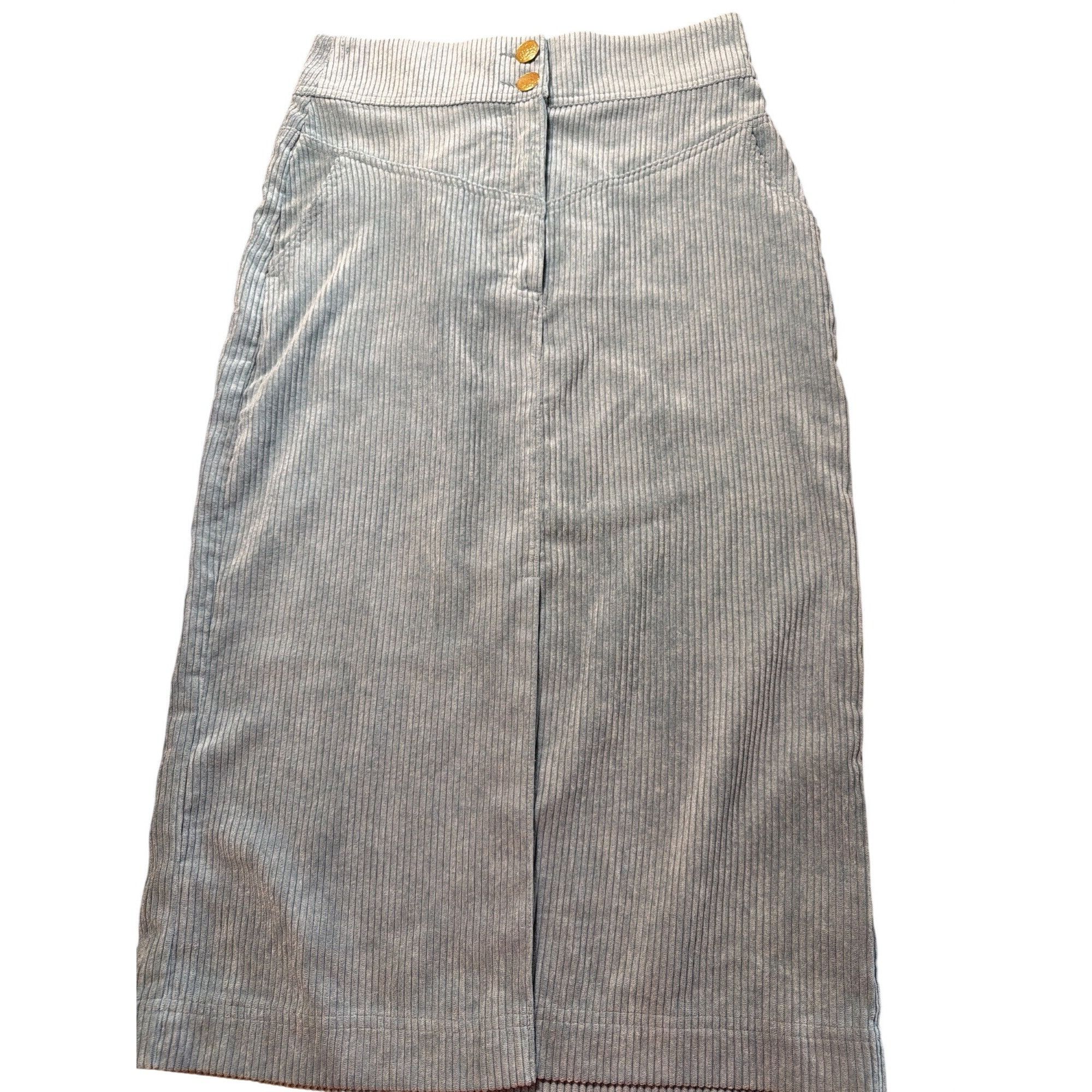Topshop Topshop Blue Corduroy Maxi Skirt Back Front Slits High Waist Size 30" / US 8 / IT 44 - 1 Thumbnail
