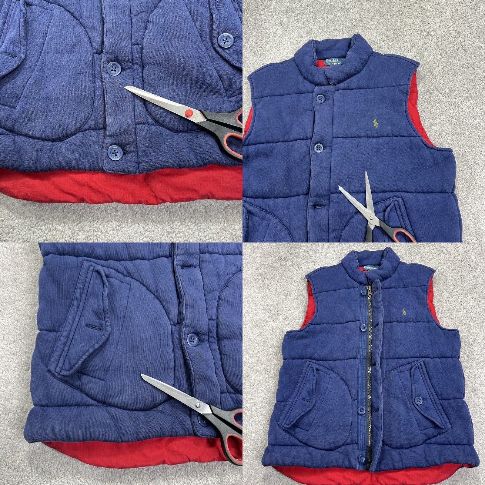 Ralph Lauren VINTAGE Polo Ralph Lauren Insulated Puffer Vest Mens Large Full Zip Navy Blue Flaw Button Size US L / EU 52-54 / 3 - 8 Thumbnail