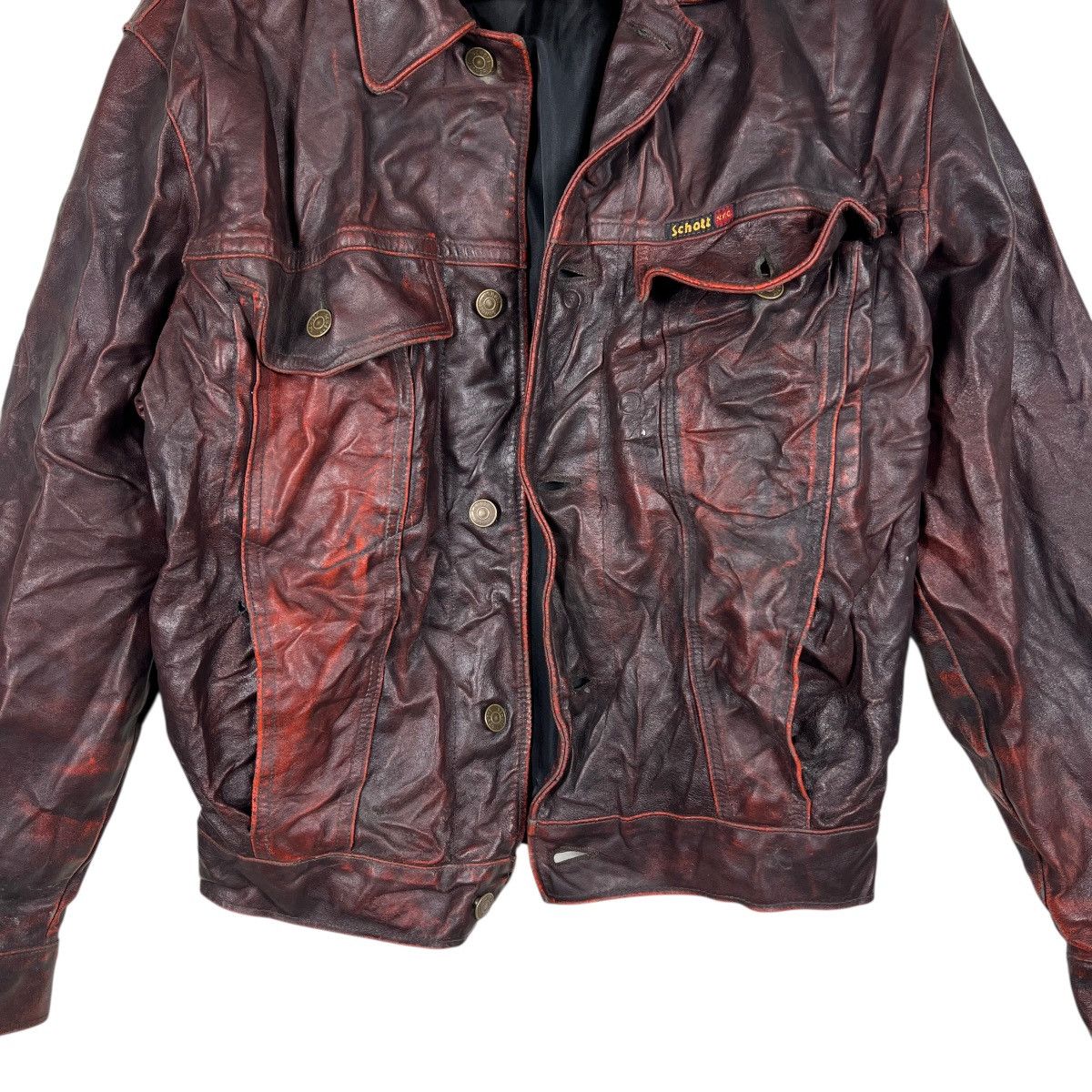 Schott 🔥 Vintage Schott Scartish Wrinkle Leather Jacket made In Usa Size US S / EU 44-46 / 1 - 6 Thumbnail