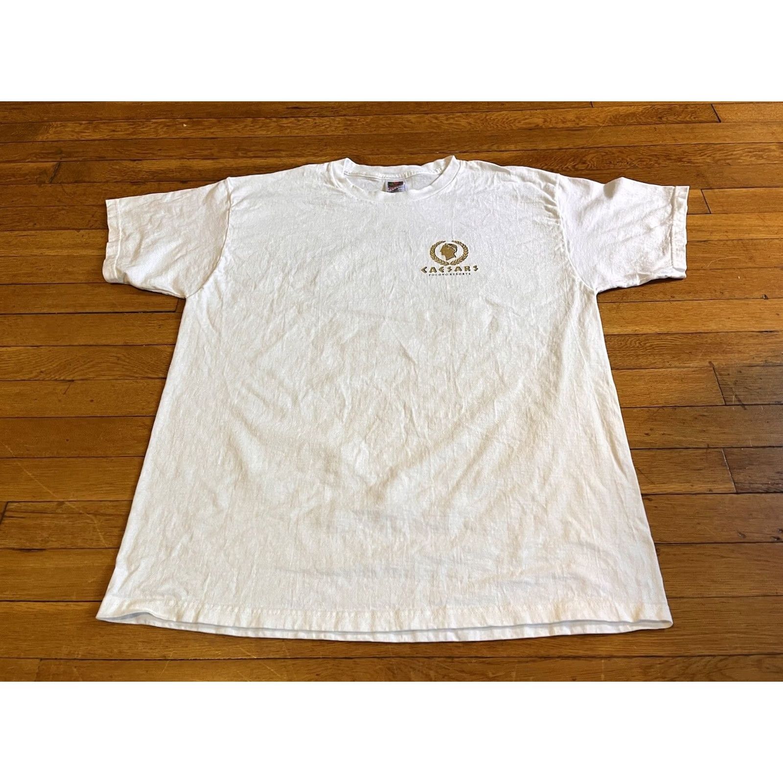 Fruit Of The Loom VINTAGE Nike Shirt Men XL White Caesar’s Pocono Resorts 2001 WE GOT MARRIED Logo Graphic Print 45” chest 29-1/2" shoulder to hem Size US XL / EU 56 / 4 - 3 Thumbnail
