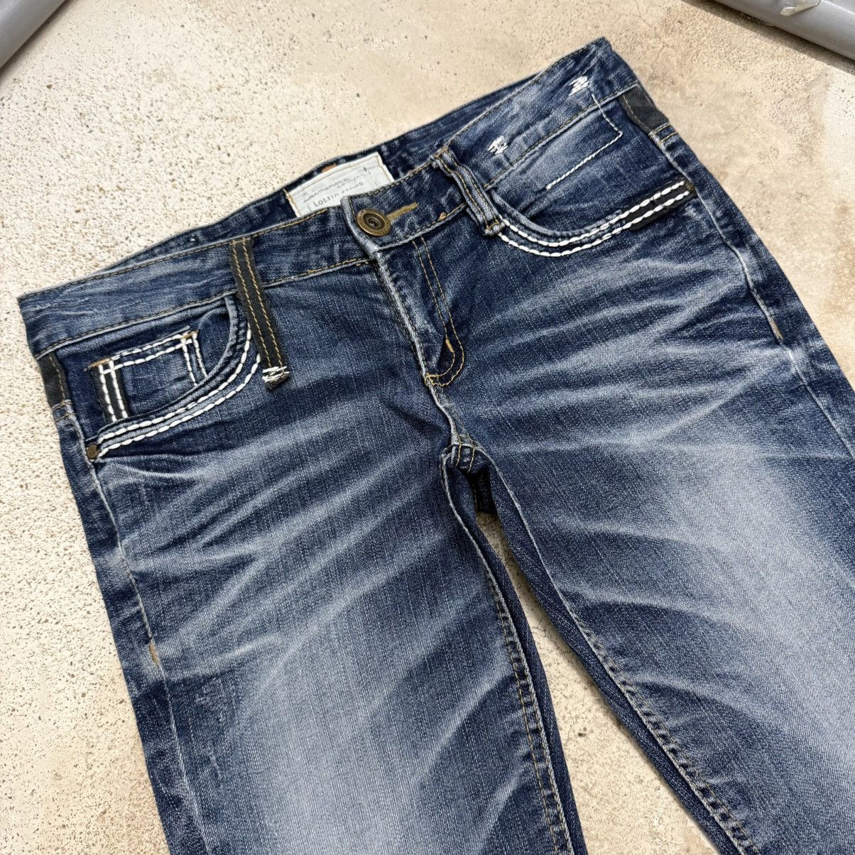 Japanese Brand Lolita Slim Fit Whisker Distressed Stretch Denim Pants Size 27" / US 4 / IT 40 - 4 Thumbnail
