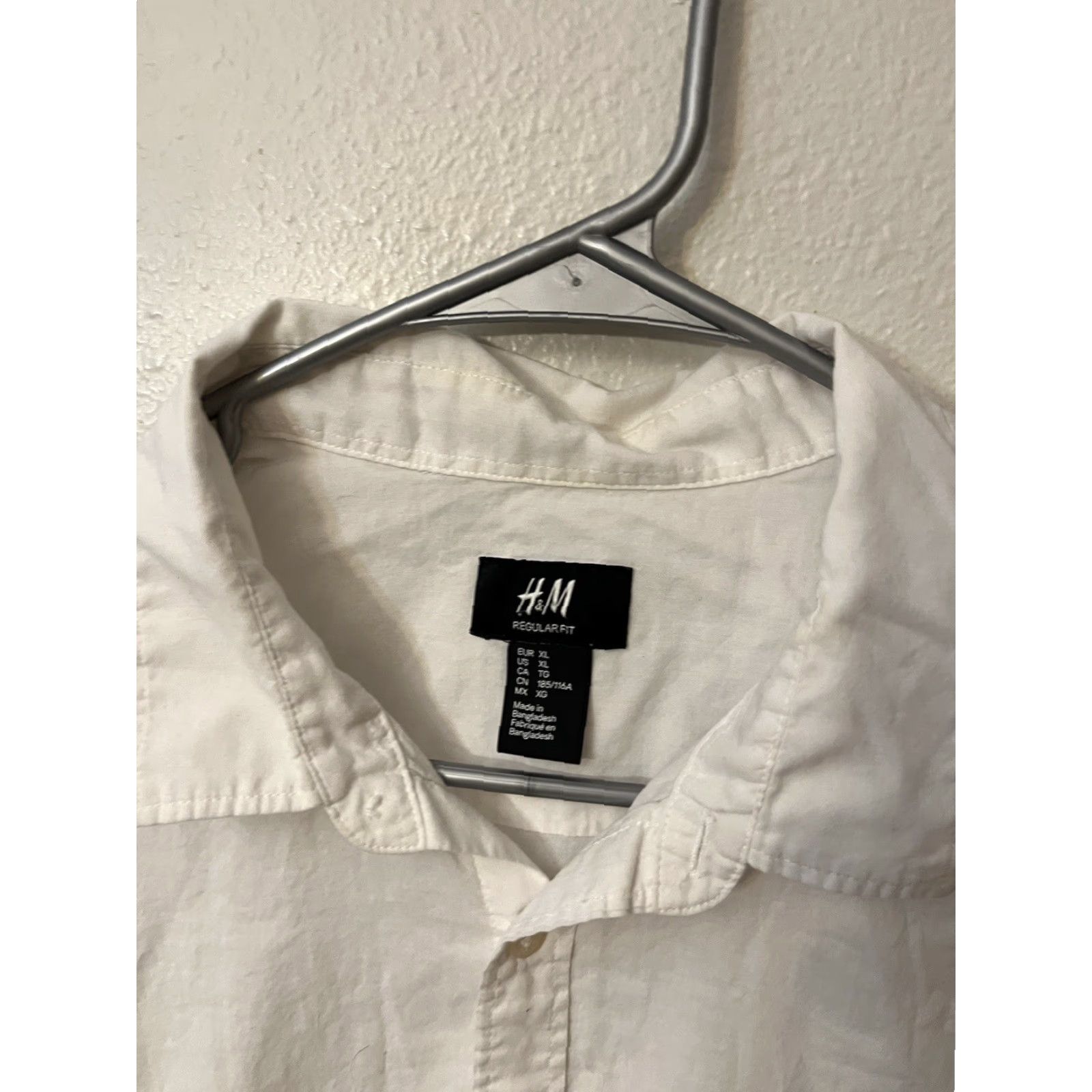 H&M VINTAGE H&M Button-Up Shirt Men Short Sleeve Regular XL White Slimming Pattern Solid T-Shirt? Size US XL / EU 56 / 4 - 2 Thumbnail