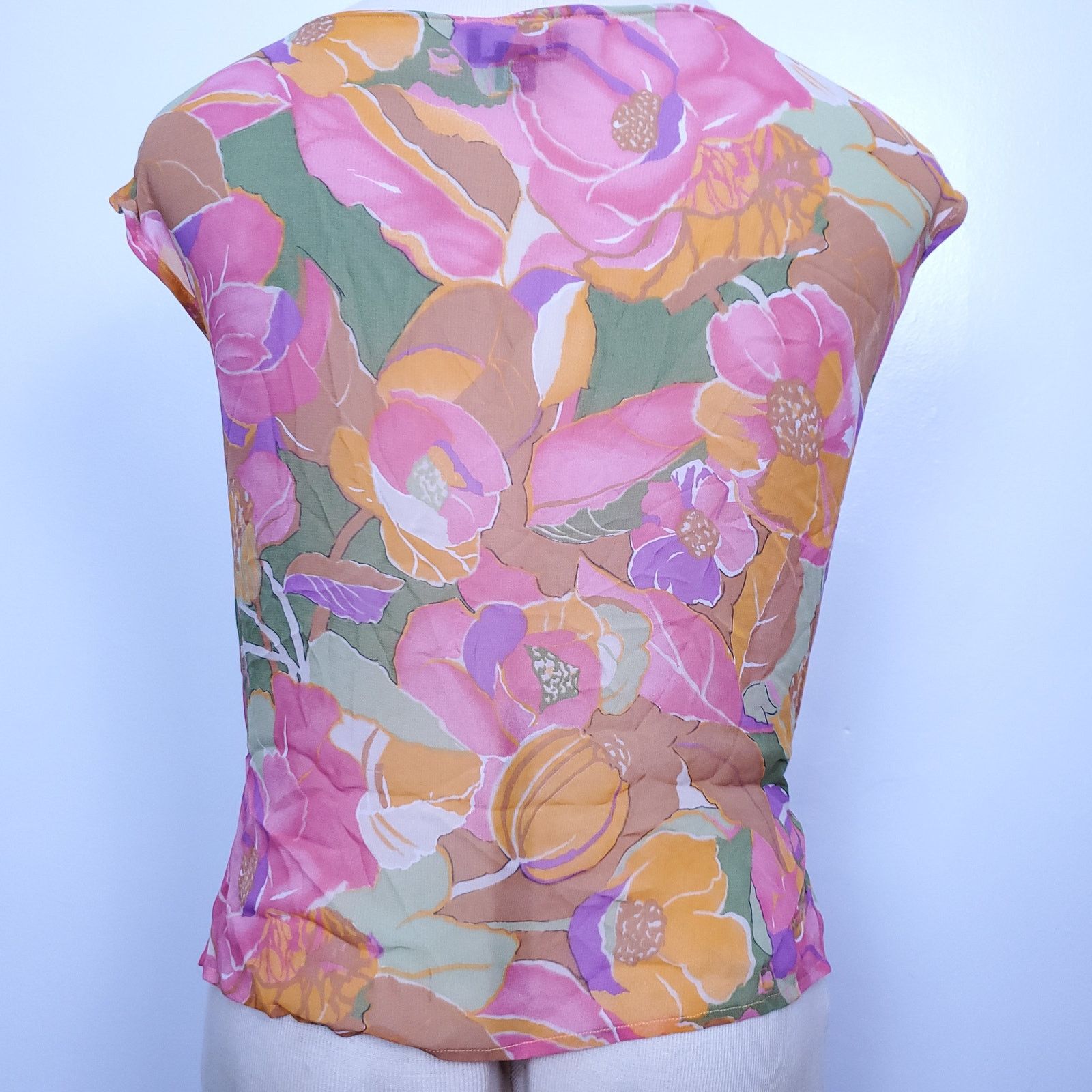 Mila Schon Vintage Mila Schön Sheer Tie Sleeveless Top Flower 44 (8) Size M / US 6-8 / IT 42-44 - 2 Thumbnail