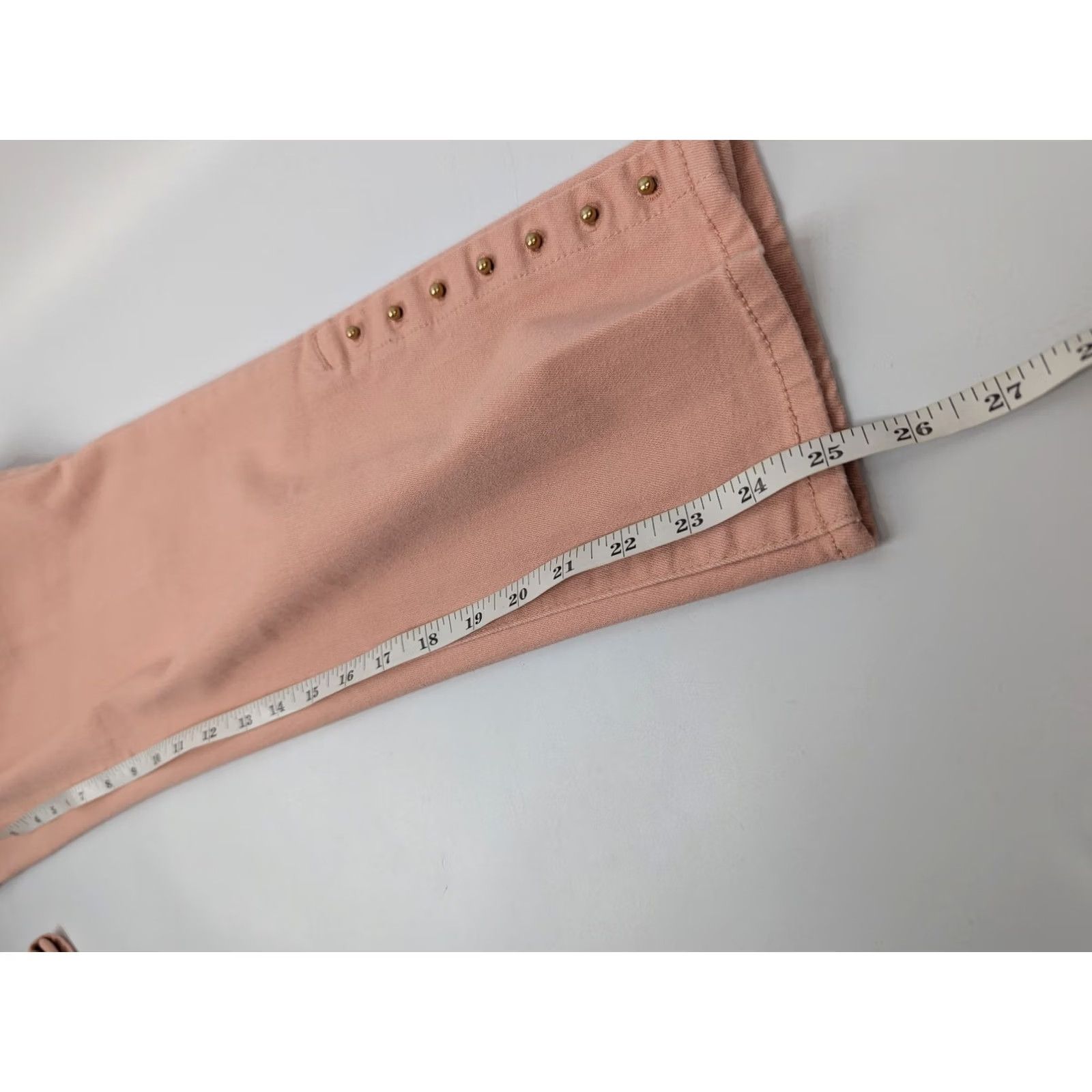 Vintage Chico’s Jeans Ankle Slim Womens 12P Pink Coral Slimming Petite Denim Cotton Blend Button Zip Studded Size 34" / US 12 / IT 48 - 6 Thumbnail