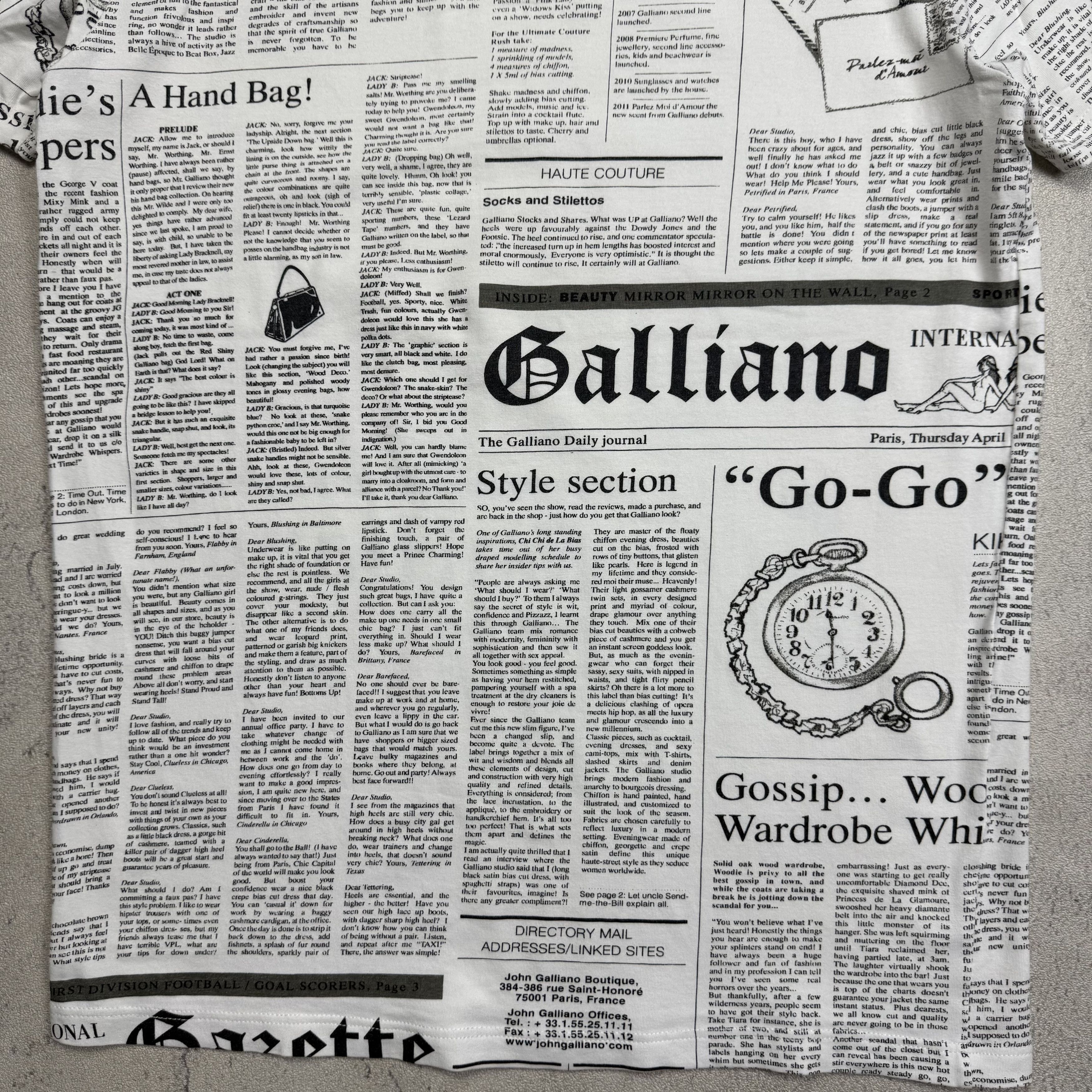 John Galliano John Galliano Gazette Newspaper Tshirt Size US XS / EU 42 / 0 - 6 Thumbnail