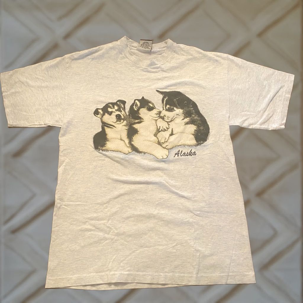 Vintage VINTAGE Alaska Huskies Nature Graphic Tee Gray T-Shirt Size Medium Unisex 1990s Single Stitch Size US M / EU 48-50 / 2 - 1 Thumbnail