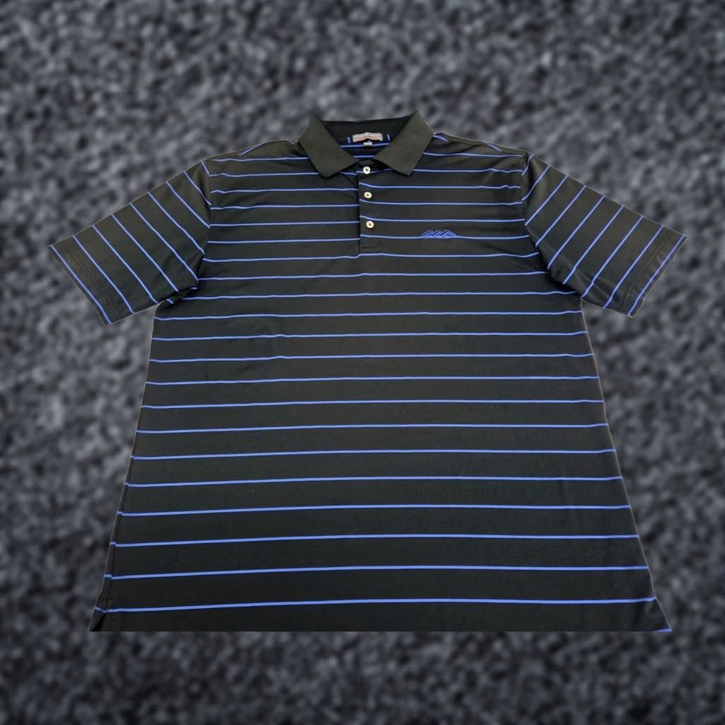 Peter Millar PETER MILLAR Summer Comfort Polo Black/Blue Striped Size L Mens Regular Short Sleeve Golf Polo Size US L / EU 52-54 / 3 - 1 Thumbnail