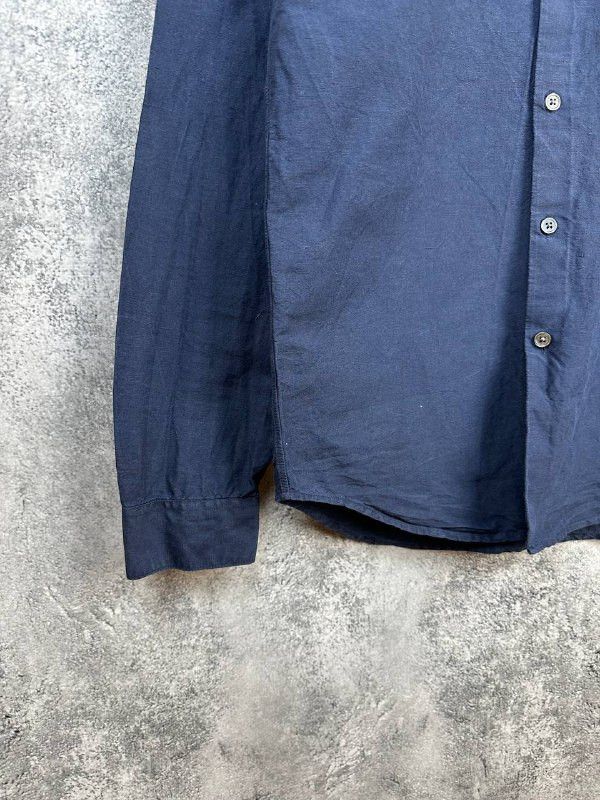 Theory Theory Irving Ramiro Linen Cotton Shirt Navy Blue Size US XS / EU 42 / 0 - 6 Thumbnail