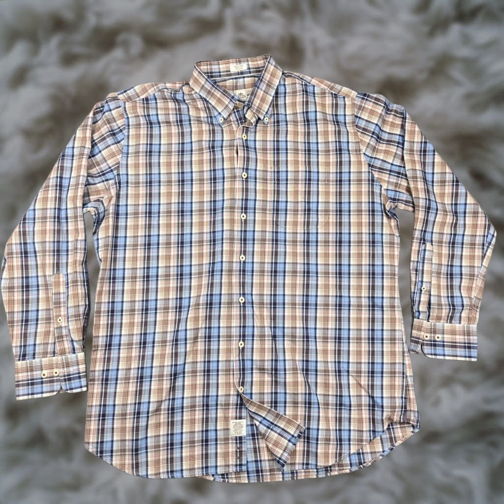 Peter Millar Peter Millar Shirt Mens XL Blue Plaid Cotton Long Sleeve Button-Up Casual Size US XL / EU 56 / 4 - 1 Thumbnail