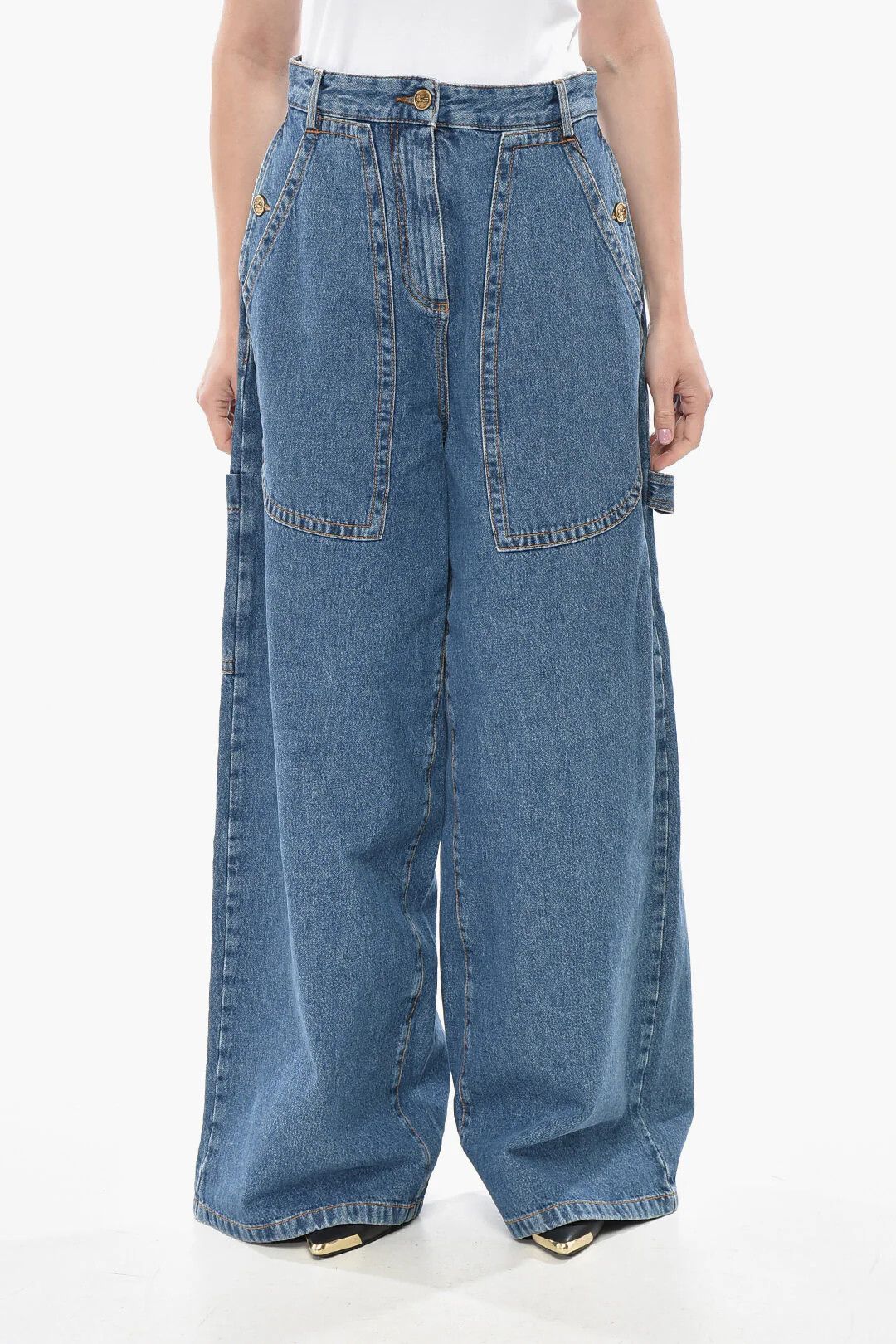 Etro og1mm0326 Extra Wide-Leg Jeans in Blue Size 26" / US 2 / IT 38 - 1 Thumbnail