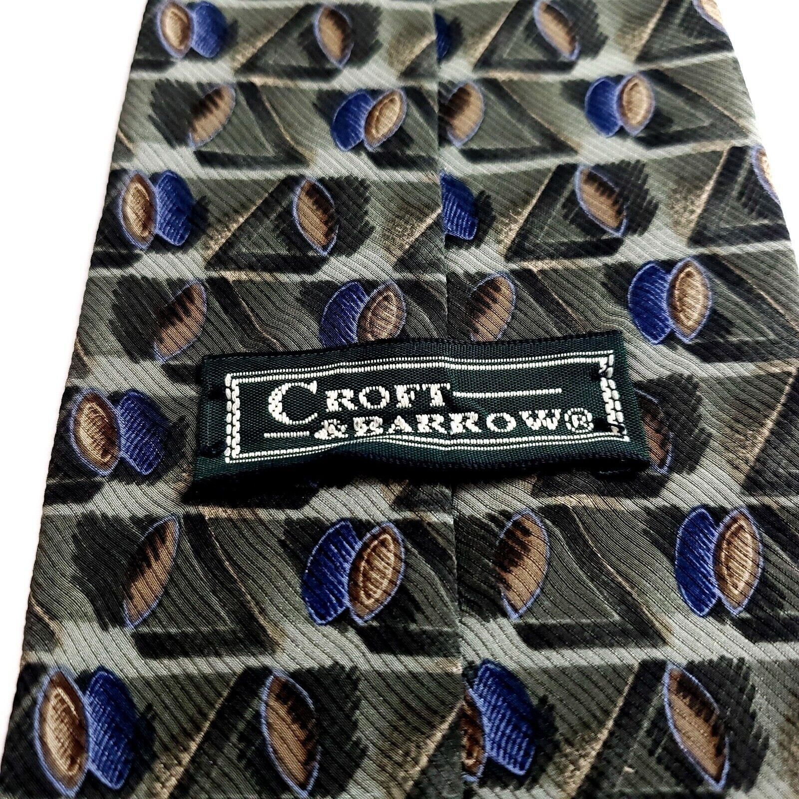 Croft & Barrow Croft & Barrow Green Print Geometric Wide Silk Tie Size ONE SIZE - 3 Thumbnail