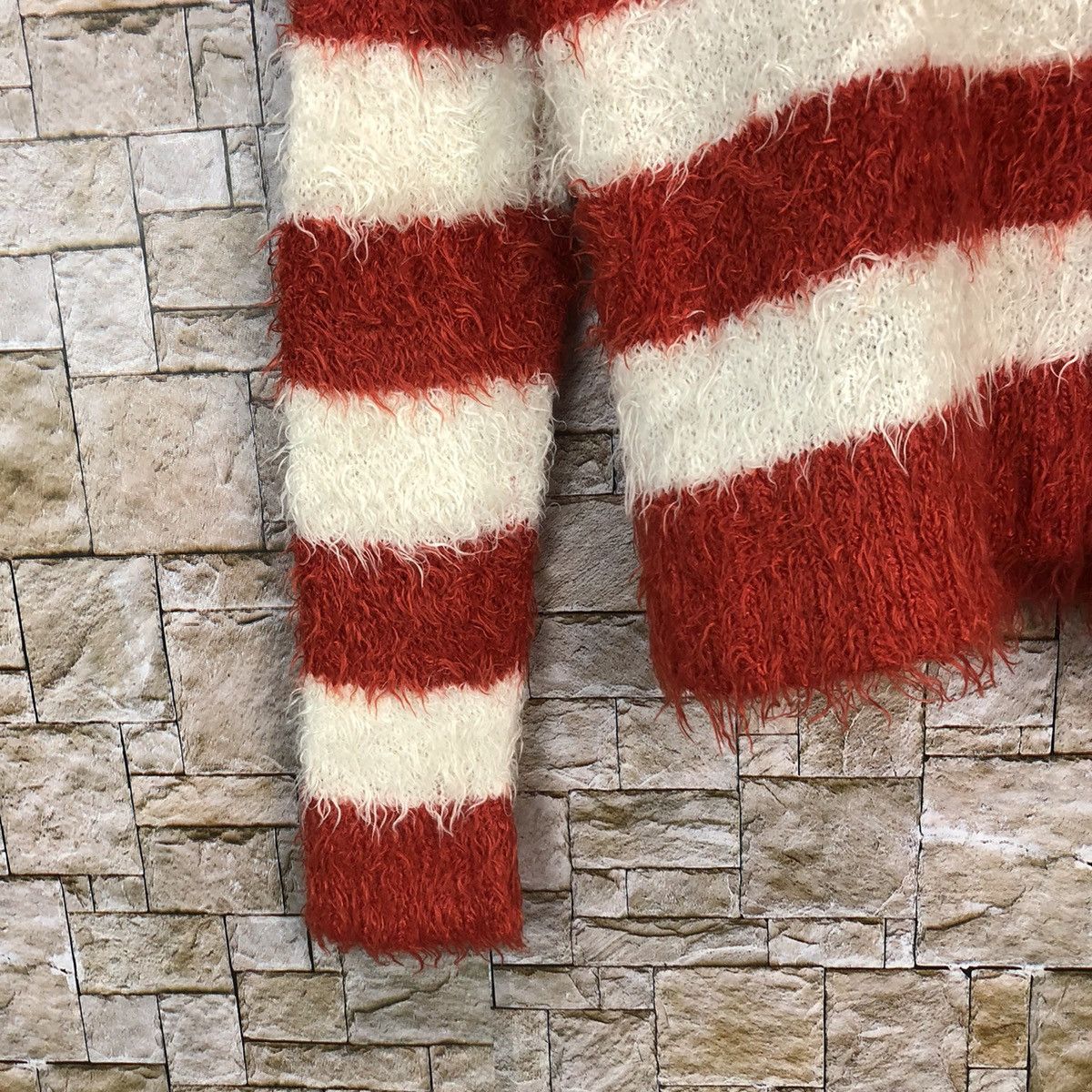 Japanese Brand Japanese Brand Red Stripe fur shaggy mohair Knitwear #A485 Size S / US 4 / IT 40 - 7 Thumbnail