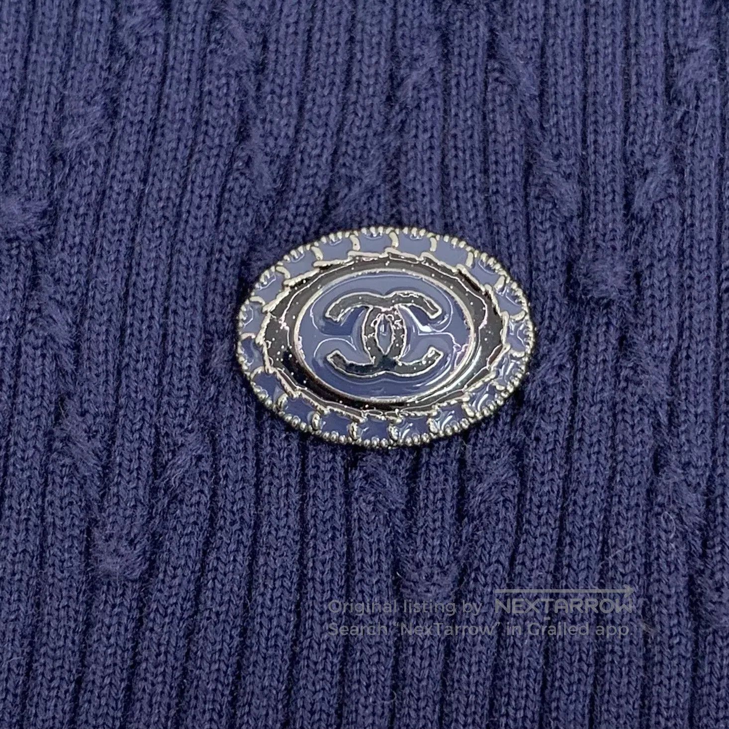 Chanel Chanel Dark Blue Double C Jacquard Cotton Round Neck Short Size US M / EU 48-50 / 2 - 5 Thumbnail