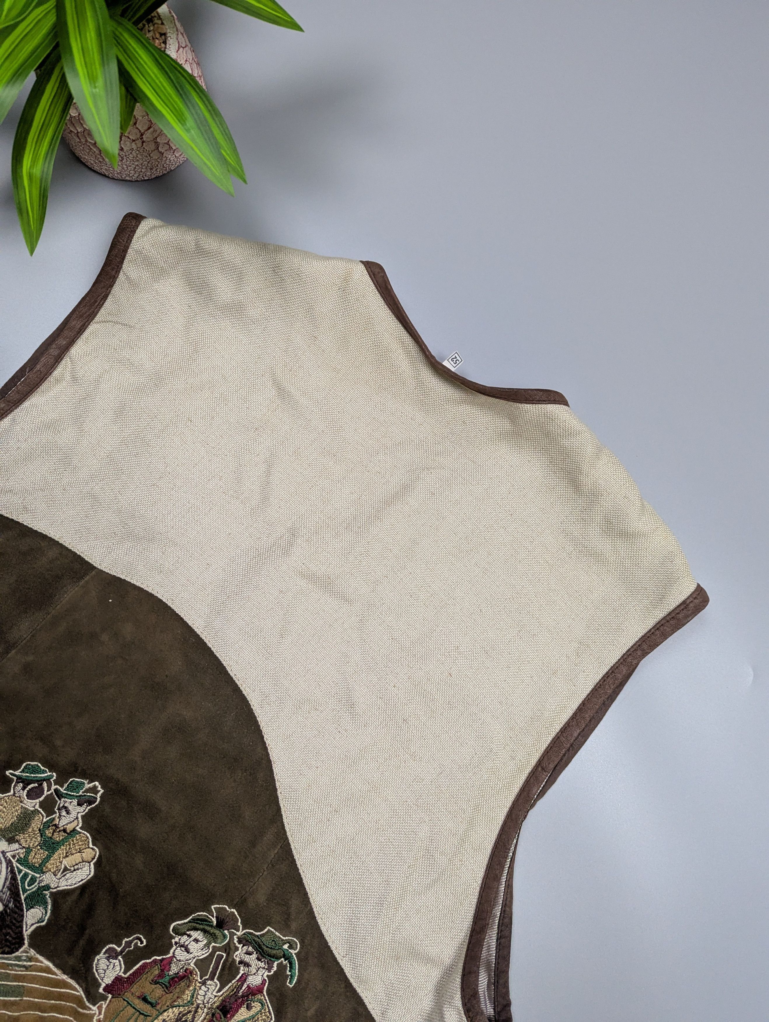 Vintage Mir San Mir Vintage Leather & Linen Folk Vest / Gilet Size US L / EU 52-54 / 3 - 5 Thumbnail