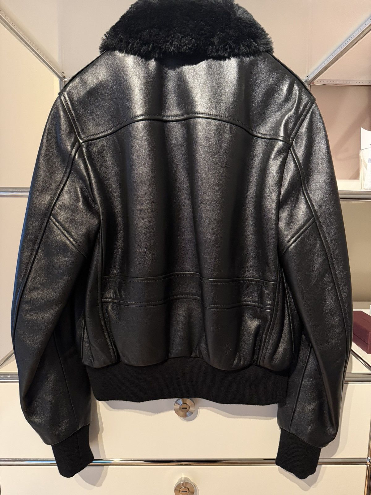 Celine × Hedi Slimane Celine by Hedi Slimane - Leather Fur Collar Jacket - FW23 Size US S / EU 44-46 / 1 - 2 Thumbnail
