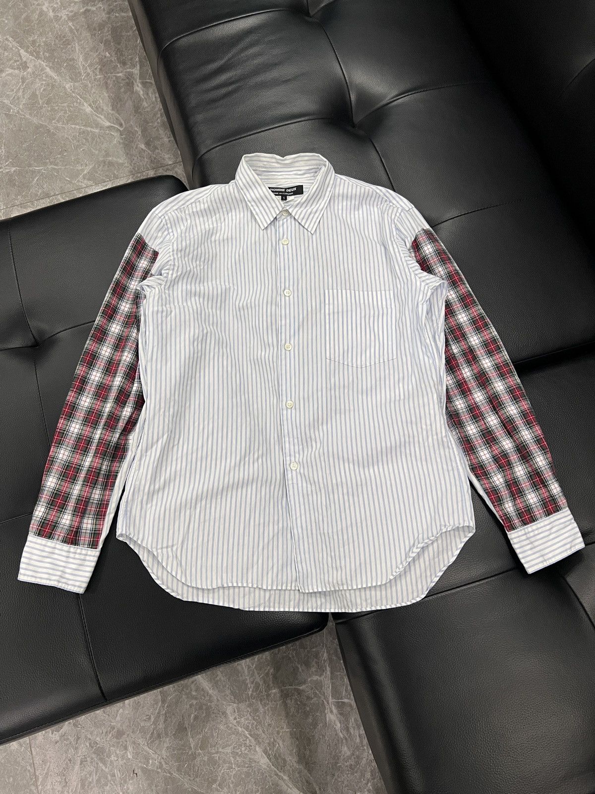 Comme des Garcons Homme Deux Comme des Garçons Homme Deux Patchwork Check Sleeve Shirt Size US S / EU 44-46 / 1 - 1 Thumbnail
