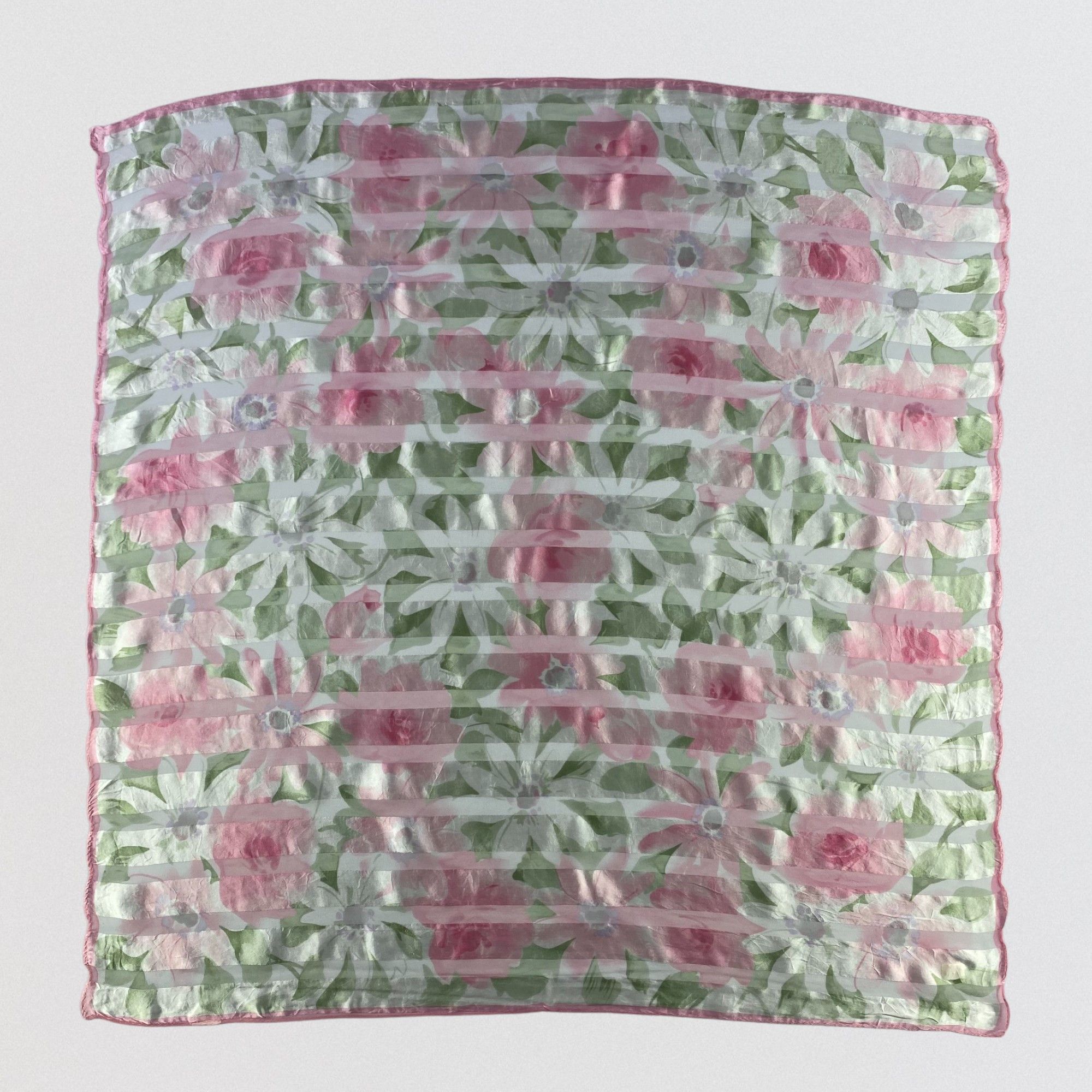 Japanese Brand × Vintage Vintage Silk Scarf Hand Rolled Floral SS065 Size ONE SIZE - 1 Thumbnail