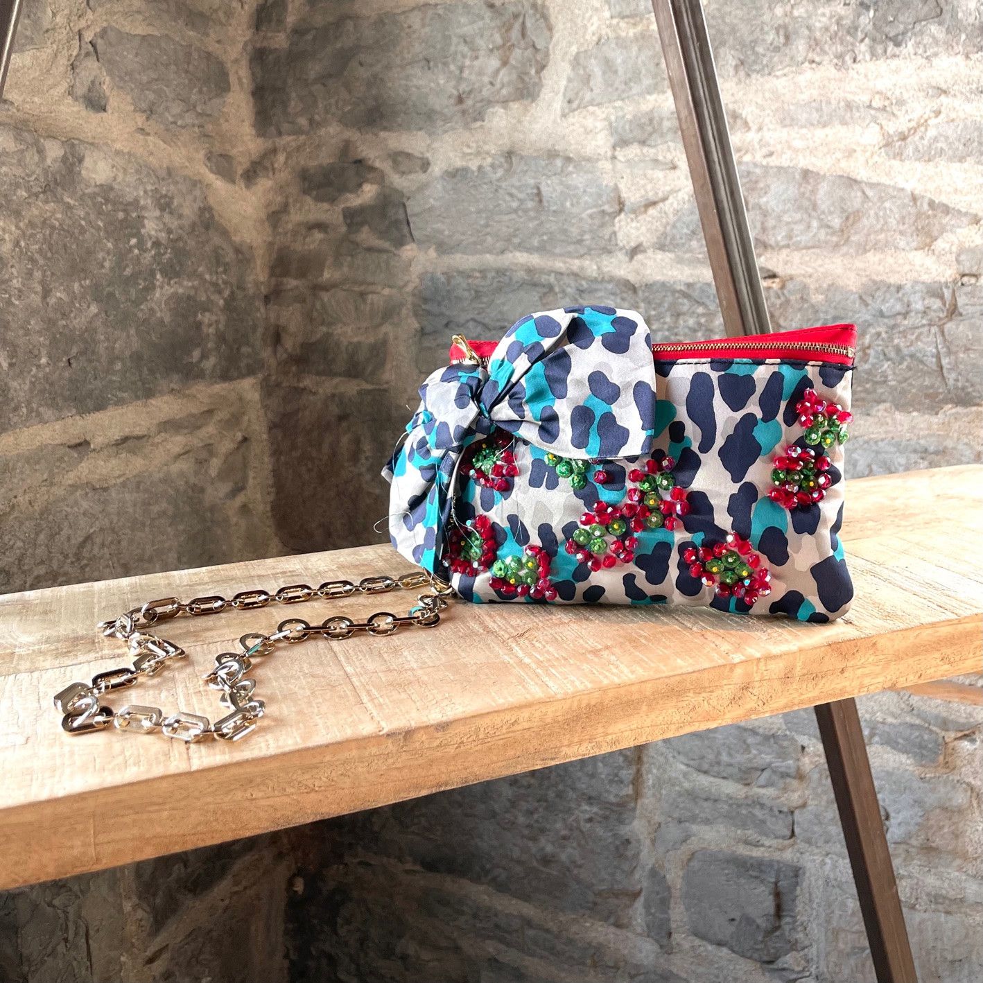 Lanvin Lanvin Leopard Embellished Bow Chain Liz Pouch Size ONE SIZE - 1 Thumbnail