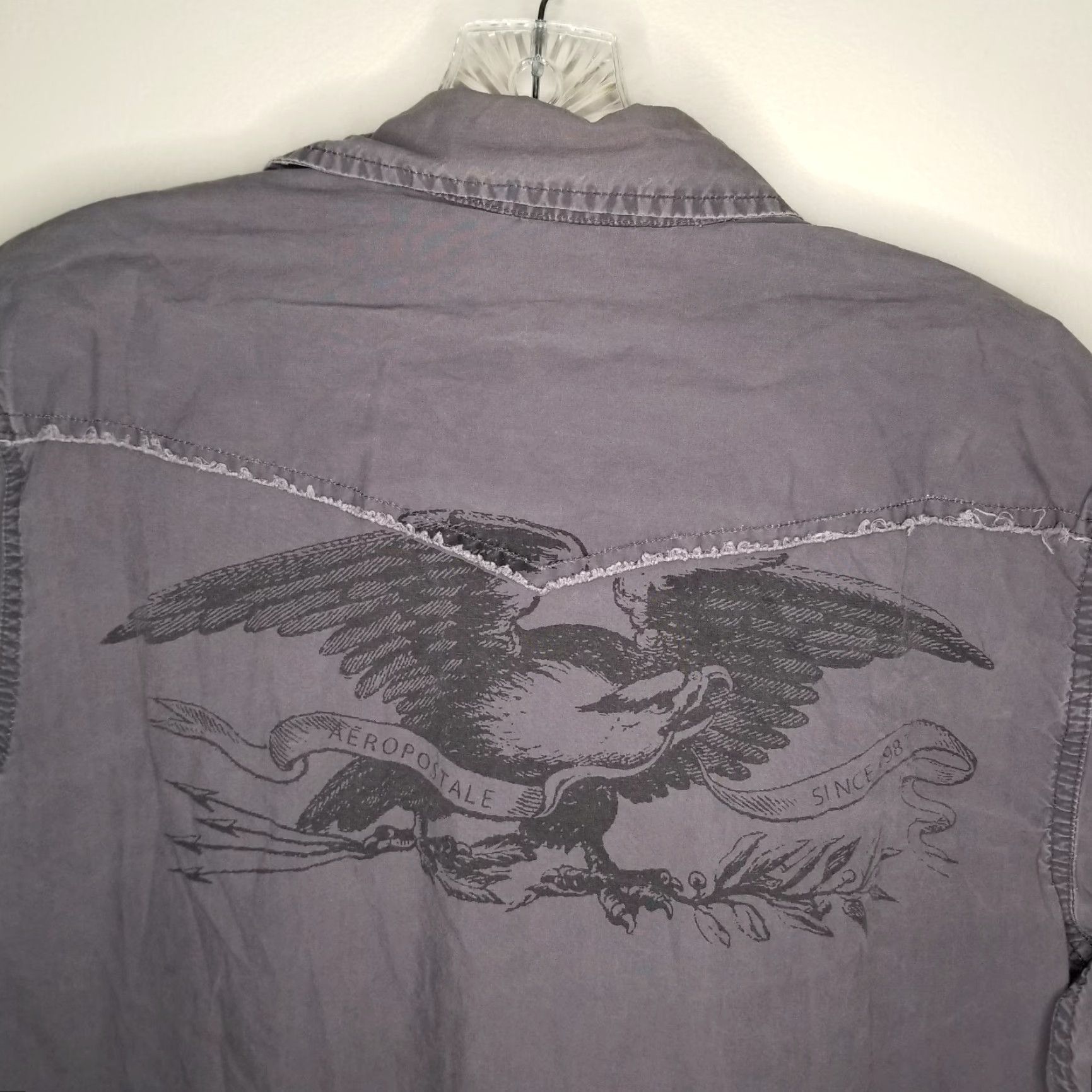 Vintage Aéropostale Shirt Mens Gray Long Sleeve Button-Up Pearl Snap Size S Size US S / EU 44-46 / 1 - 6 Thumbnail
