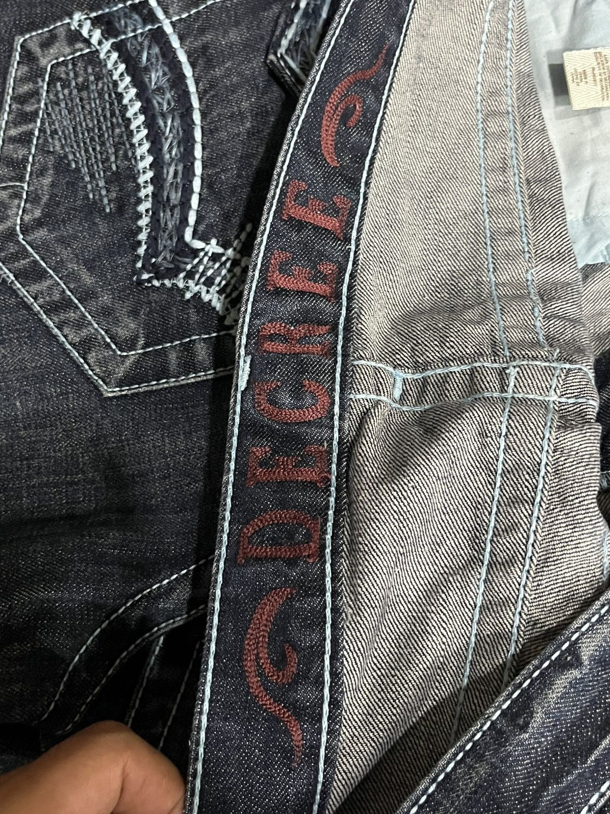 No Faith Studios Vintage Decree Dark Washed Distressed Slim Straight Jeans Size US 36 / EU 52 - 16 Thumbnail