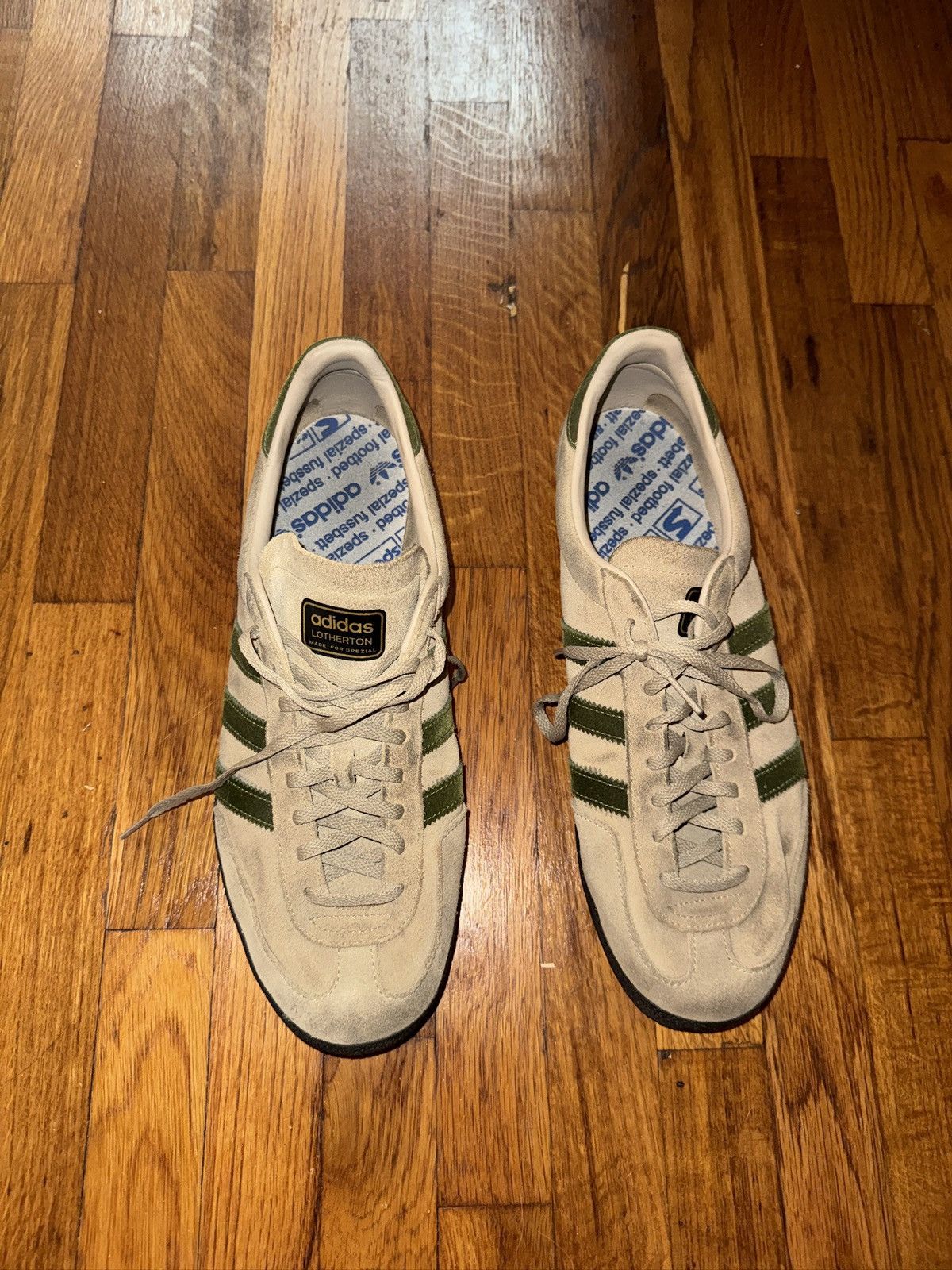 Adidas Adidas LOTHERTON Handball Spezial Suede Beige and green Size US 12.5 / EU 45-46 - 2 Thumbnail