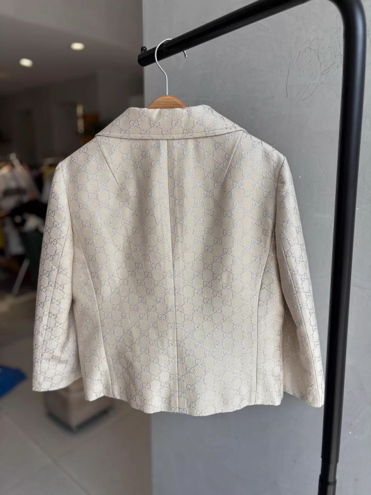Gucci Gucci Silver/White Full GG Logo Blazer Size S / US 4 / IT 40 - 6 Thumbnail