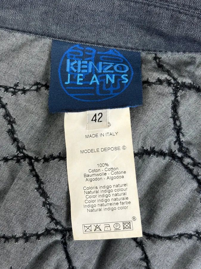 Kenzo Kenzo Navy Deconstructed Pleats Abstract Denim Jacket Size S / US 4 / IT 40 - 11 Thumbnail