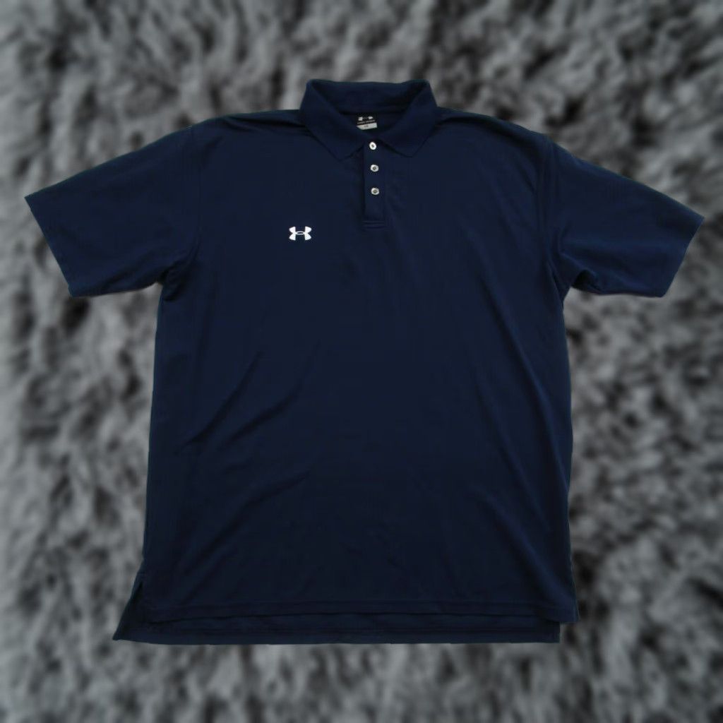 Under Armour Under Armour Polo Shirt L Mens Blue Short Sleeve Knit Breathable Logo Golf Classic Modern Fit Size US L / EU 52-54 / 3 - 1 Thumbnail