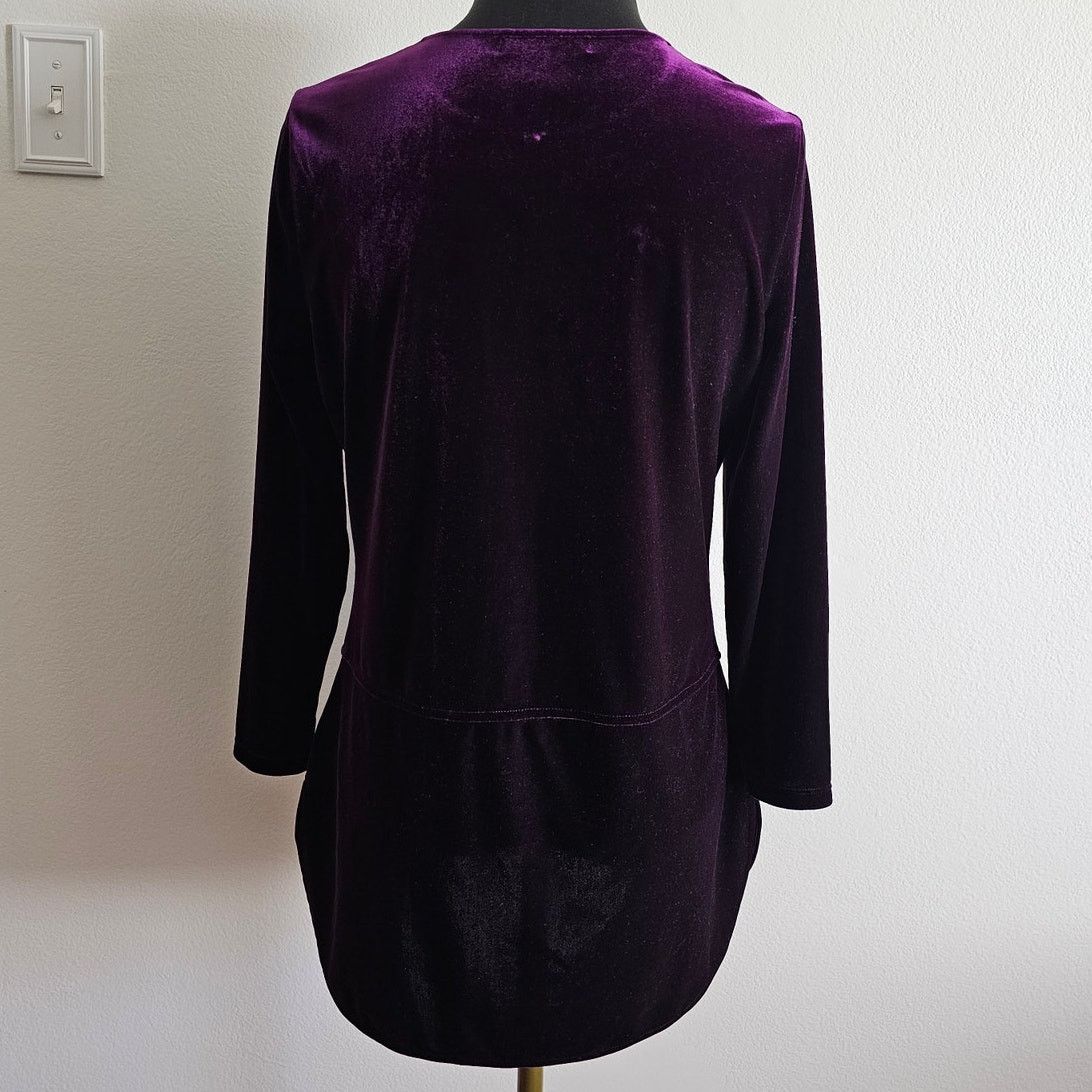 Lauren Ralph Lauren Lauren Ralph Laure Plum Velvet Keyhole Pullover Tunic Top S Size S / US 4 / IT 40 - 4 Thumbnail