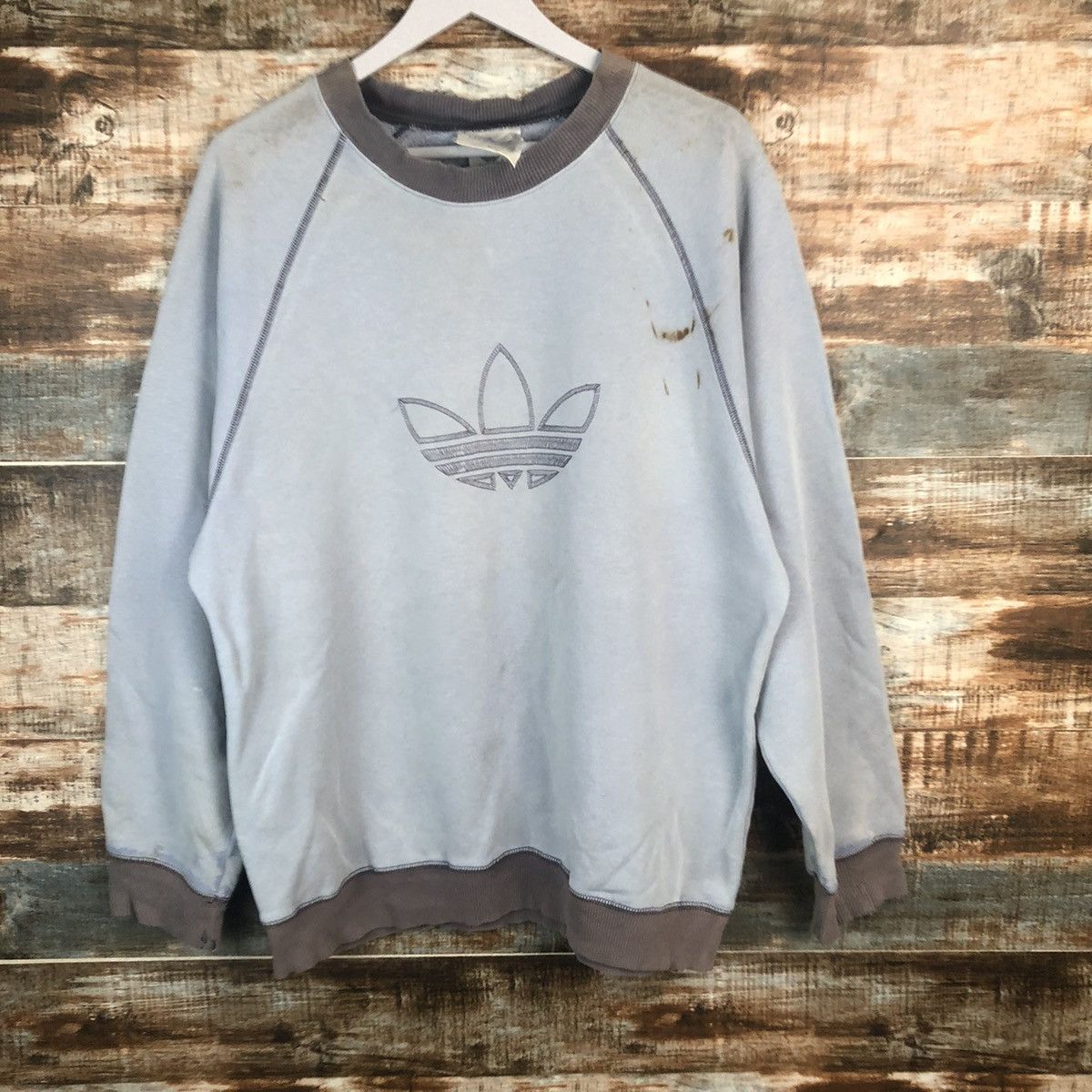 Adidas Adidas vintage logo Light Blue Sweatshirt #A1448 Size US L / EU 52-54 / 3 - 3 Thumbnail