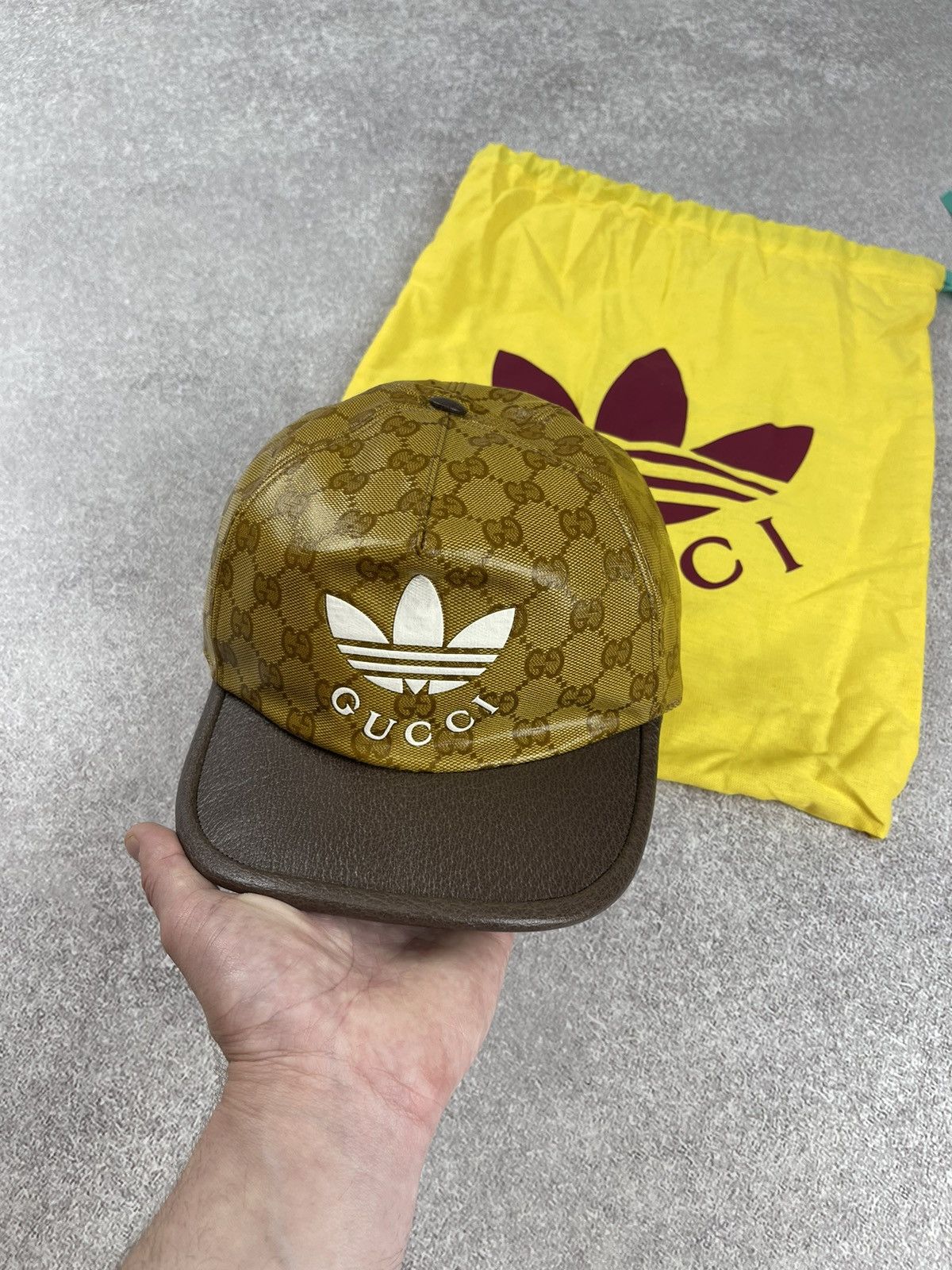Adidas × Gucci Gucci x Adidas GG Monogram Canvas Leather Baseball Cap Size ONE SIZE - 2 Thumbnail