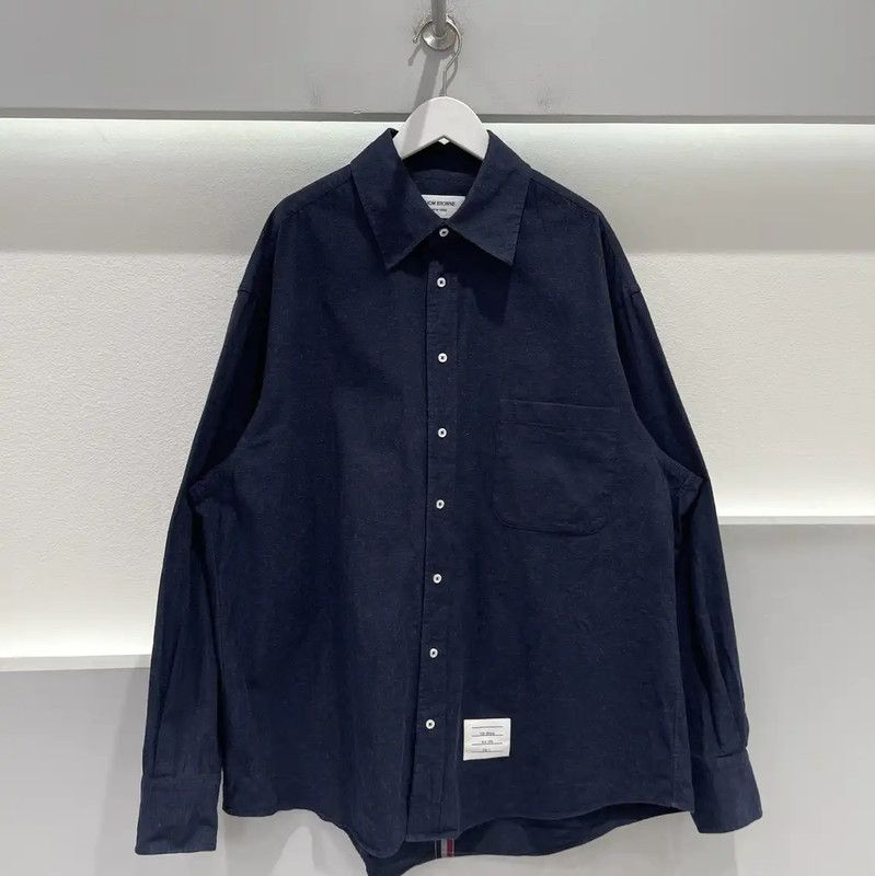 Thom Browne Thom Browne Navy Cotton Long Sleeve Shirt 0089 Size US M / EU 48-50 / 2 - 1 Thumbnail