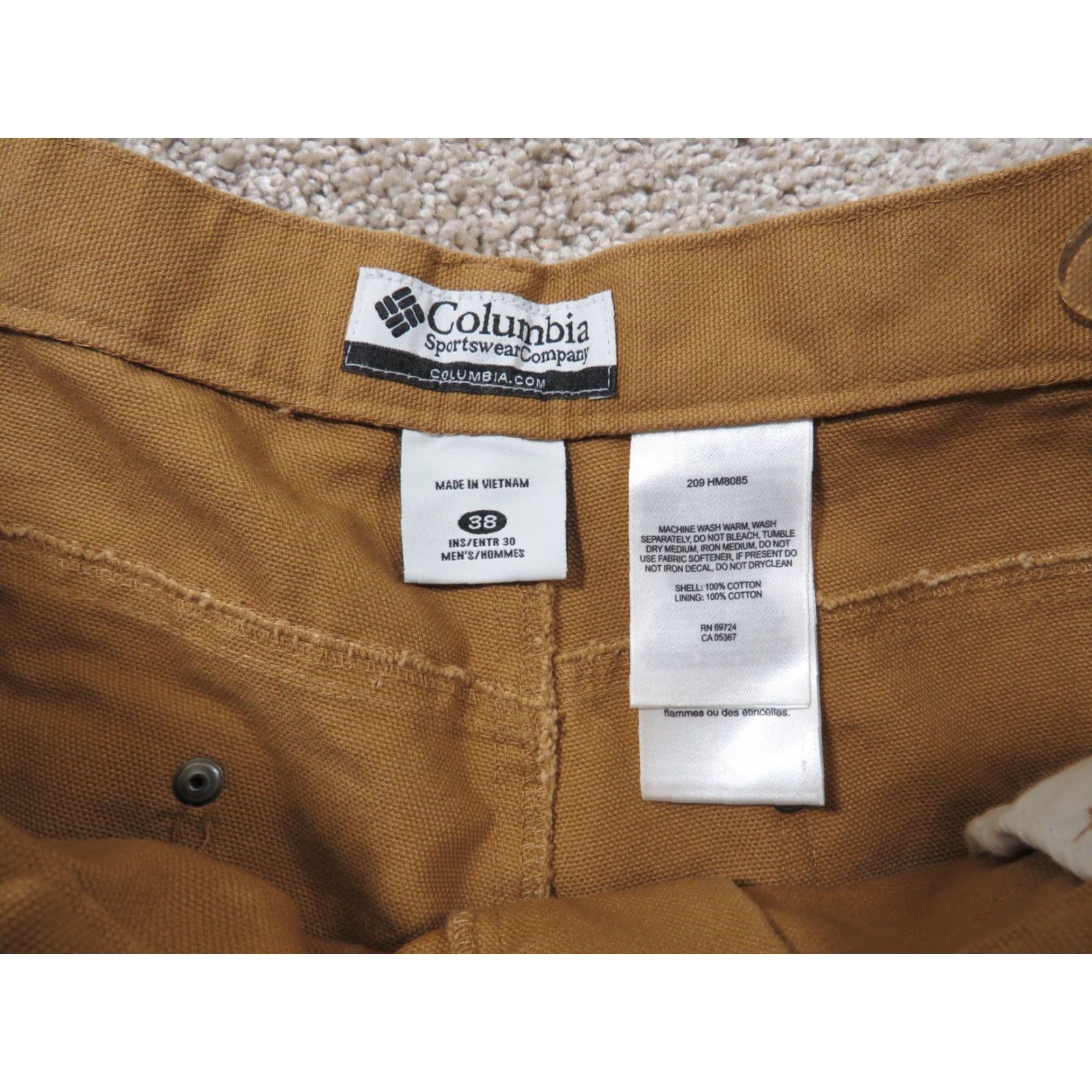 Doublet Columbia Pants Men's 36x30 Omni-Shield Canvas Workwear Double Knee Heavy Duty Cargo Pockets Brown Cotton Canvas Regular Straight 36x30 Mens Size US 36 / EU 52 - 7 Thumbnail