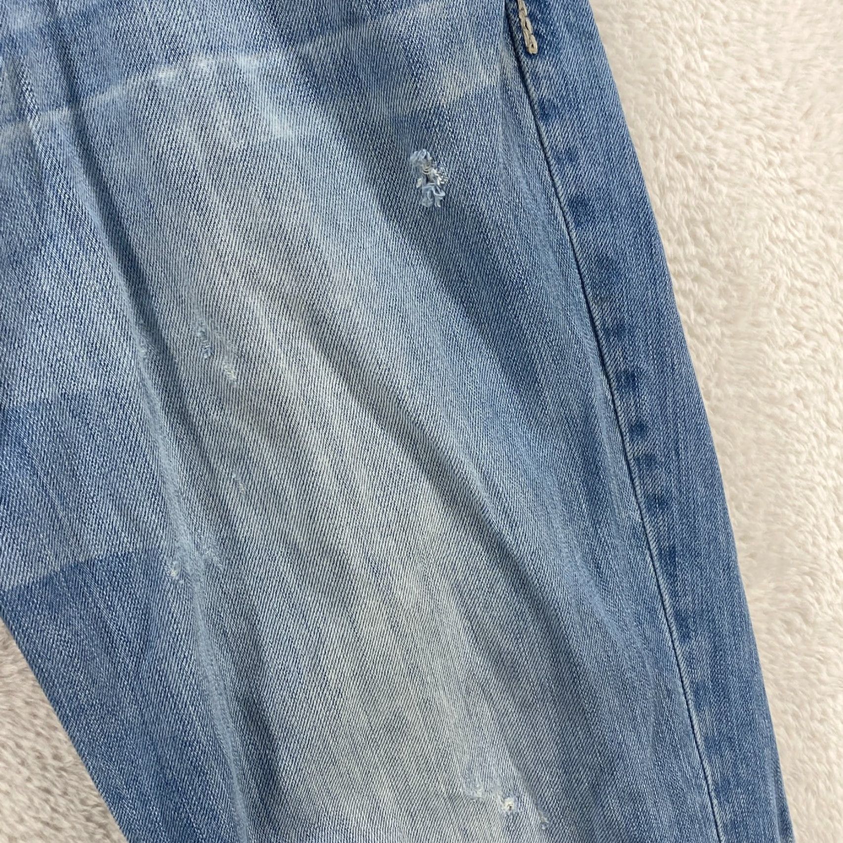 Vintage Buckle Buckle BKE Derek Jeans 34 R Distressed Denim Blue Embroidered Thick Stitch Mens Straight Fit 5-Pocket Design Cotton Denim Size US 34 / EU 50 - 4 Thumbnail