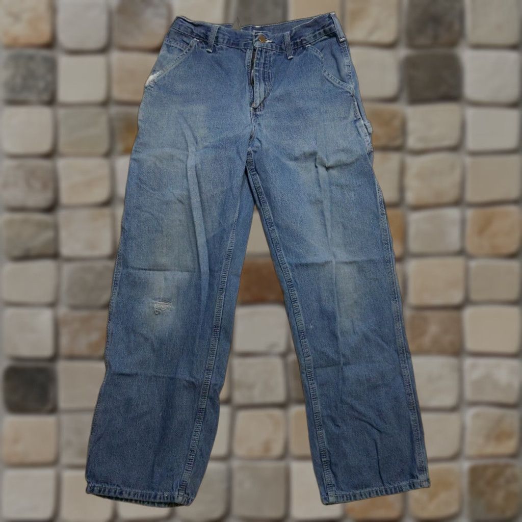 Carhartt Carhartt Jeans Mens Relaxed Fit Blue 30x30 Denim Distressed 5-Pocket Workwear Logo Straight Jeans Mens Size US 30 / EU 46 - 1 Thumbnail