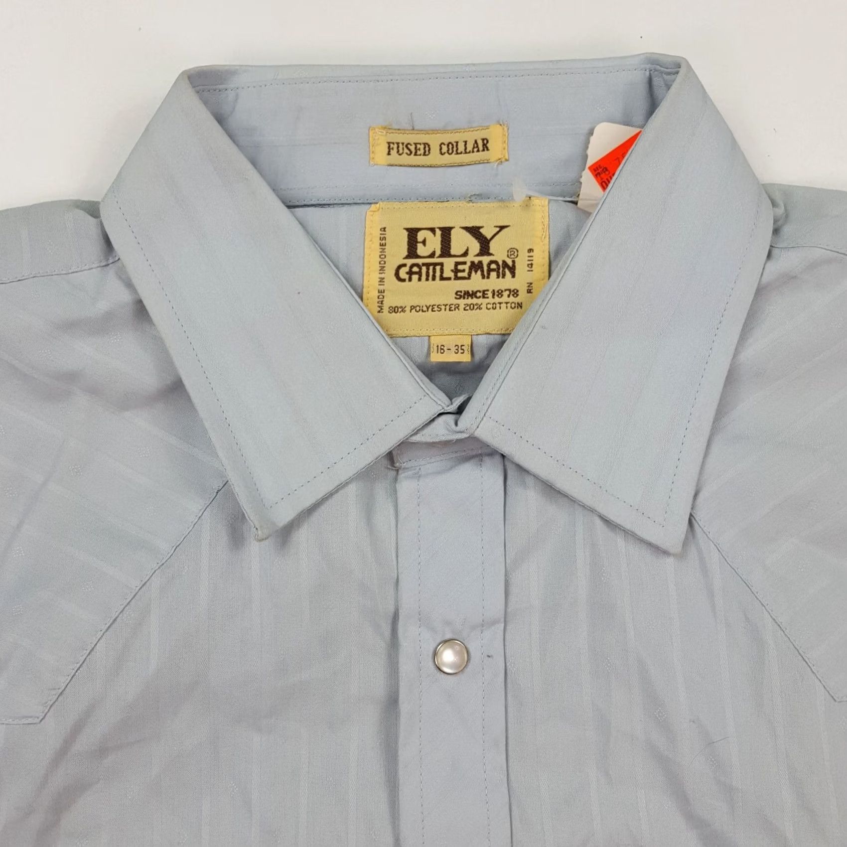Vintage VINTAGE Ely Cattleman Button-Up Shirt Western Pearl Snap Large L Blue Cotton Striped Shirt Mens Size US L / EU 52-54 / 3 - 3 Thumbnail